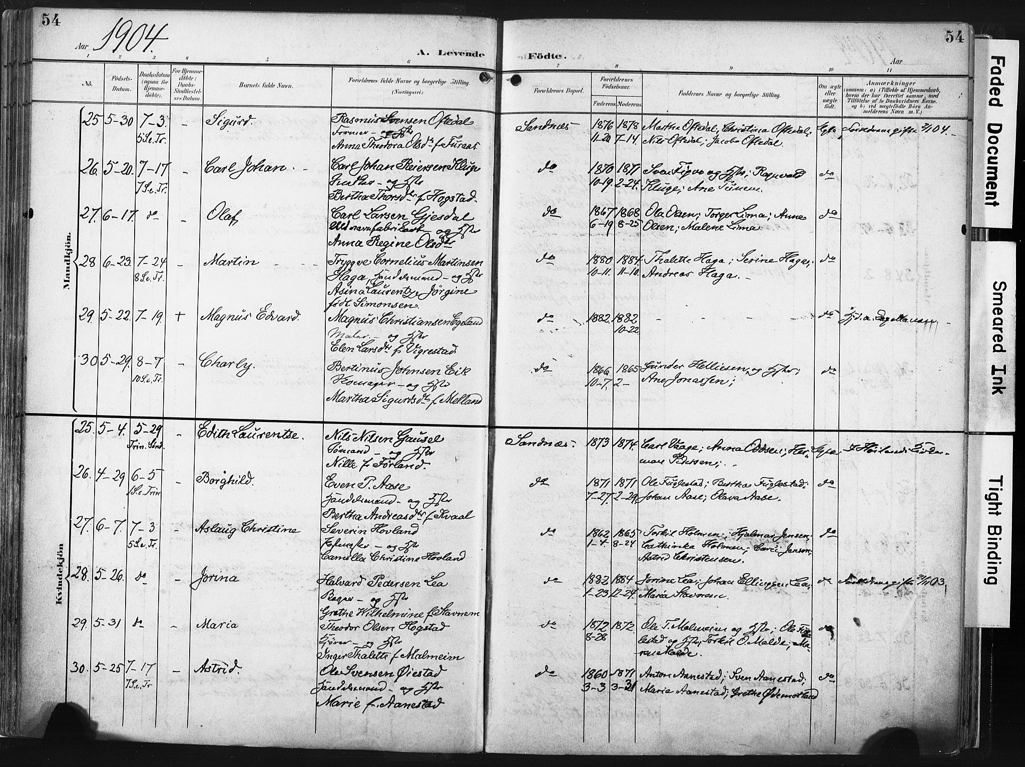 Høyland sokneprestkontor, AV/SAST-A-101799/001/30BA/L0016: Parish register (official) no. A 16, 1899-1911, p. 54