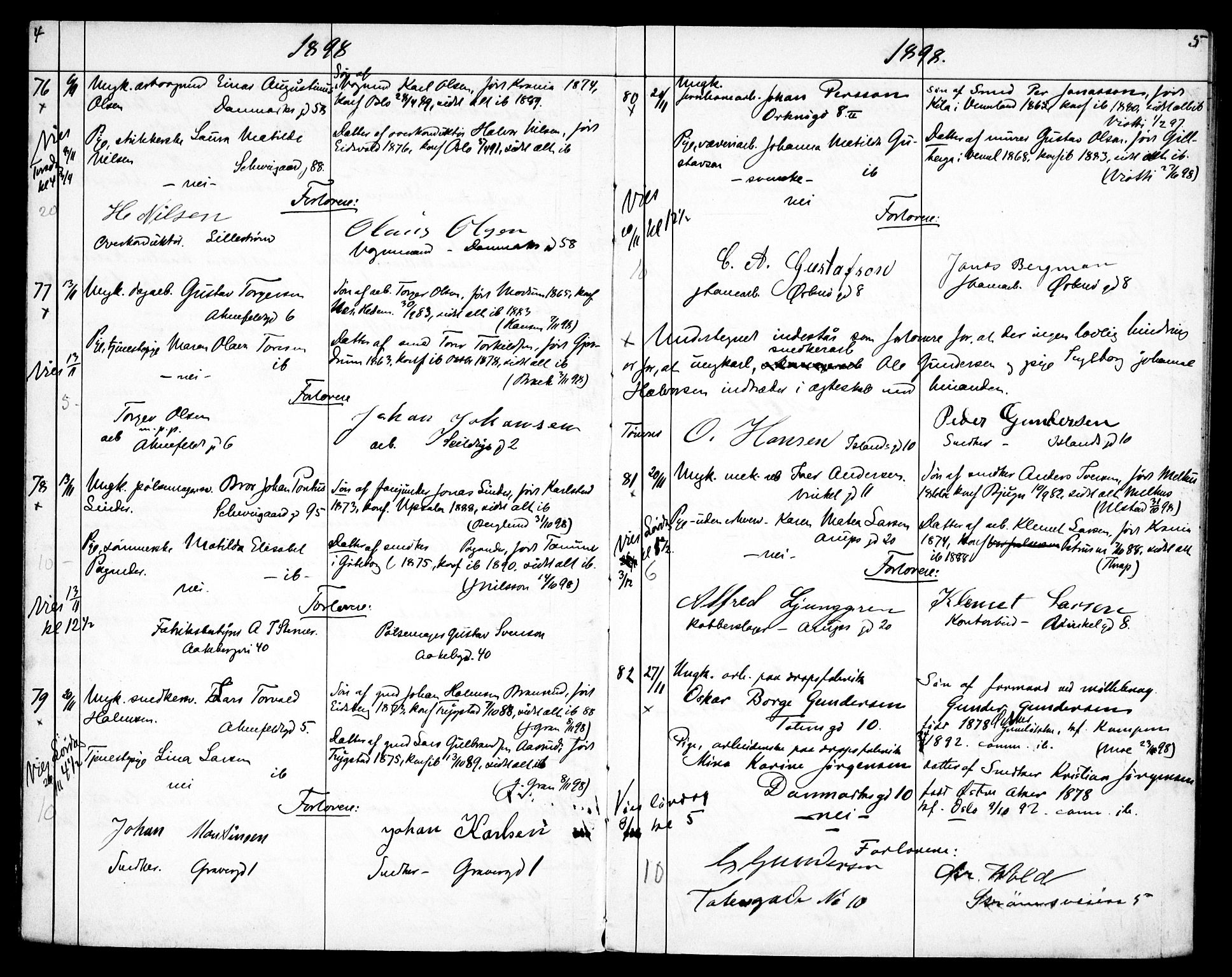Gamlebyen prestekontor Kirkebøker, SAO/A-10884/H/Ha/L0002: Banns register no. 2, 1898-1916, p. 4-5