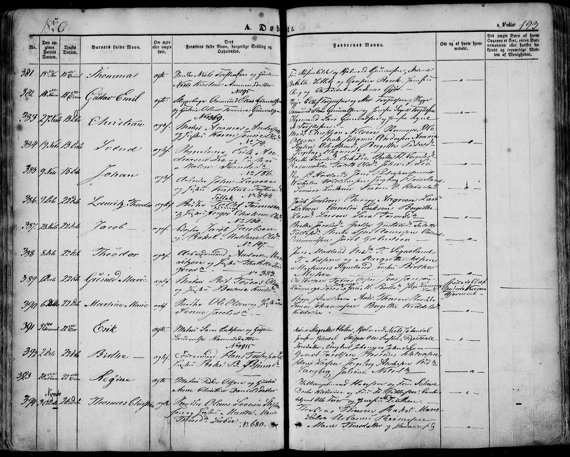 Domkirken sokneprestkontor, SAST/A-101812/001/30/30BA/L0016: Parish register (official) no. A 15, 1844-1854, p. 193