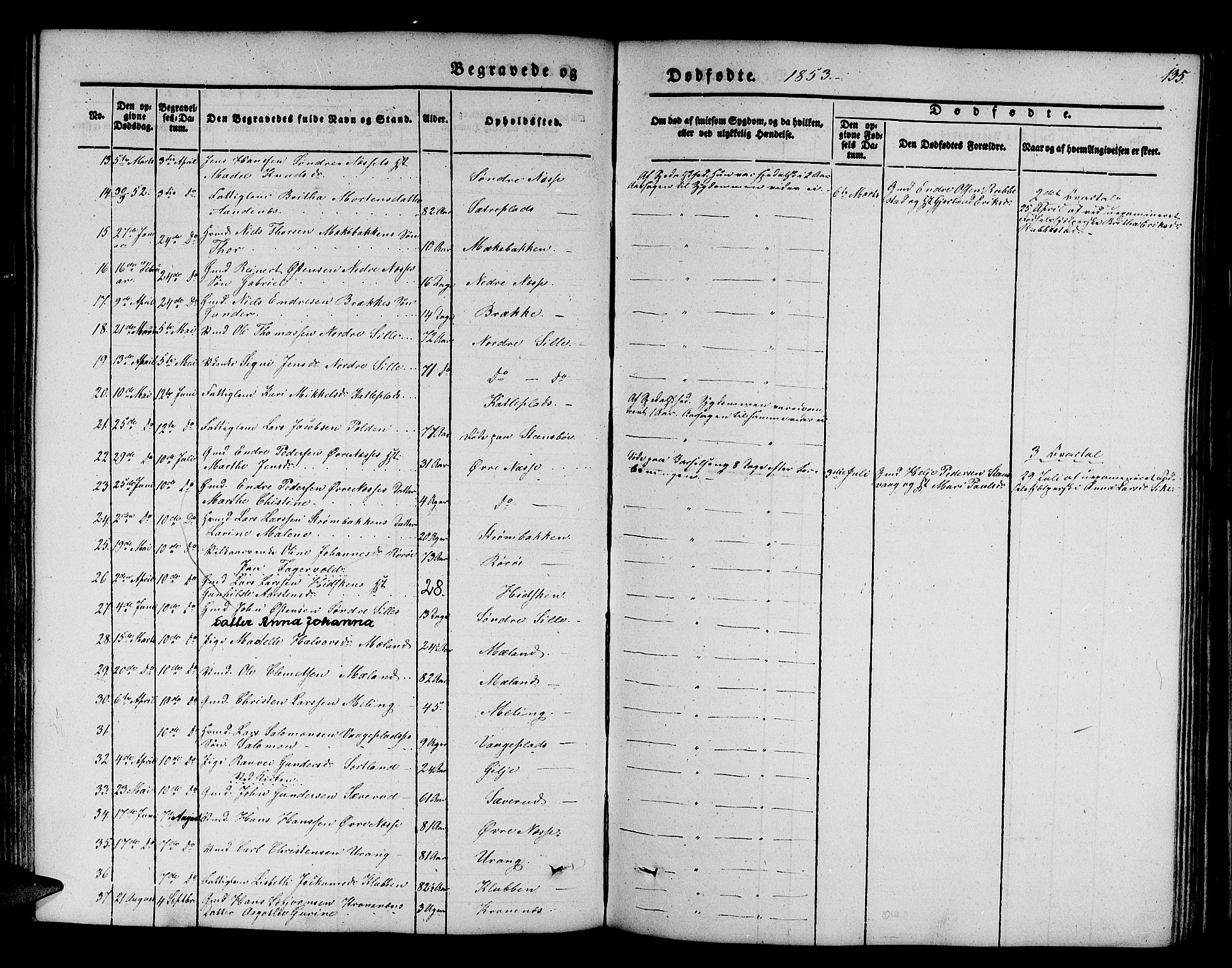 Finnås sokneprestembete, SAB/A-99925/H/Ha/Hab/Habb/L0001: Parish register (copy) no. B 1, 1851-1870, p. 135