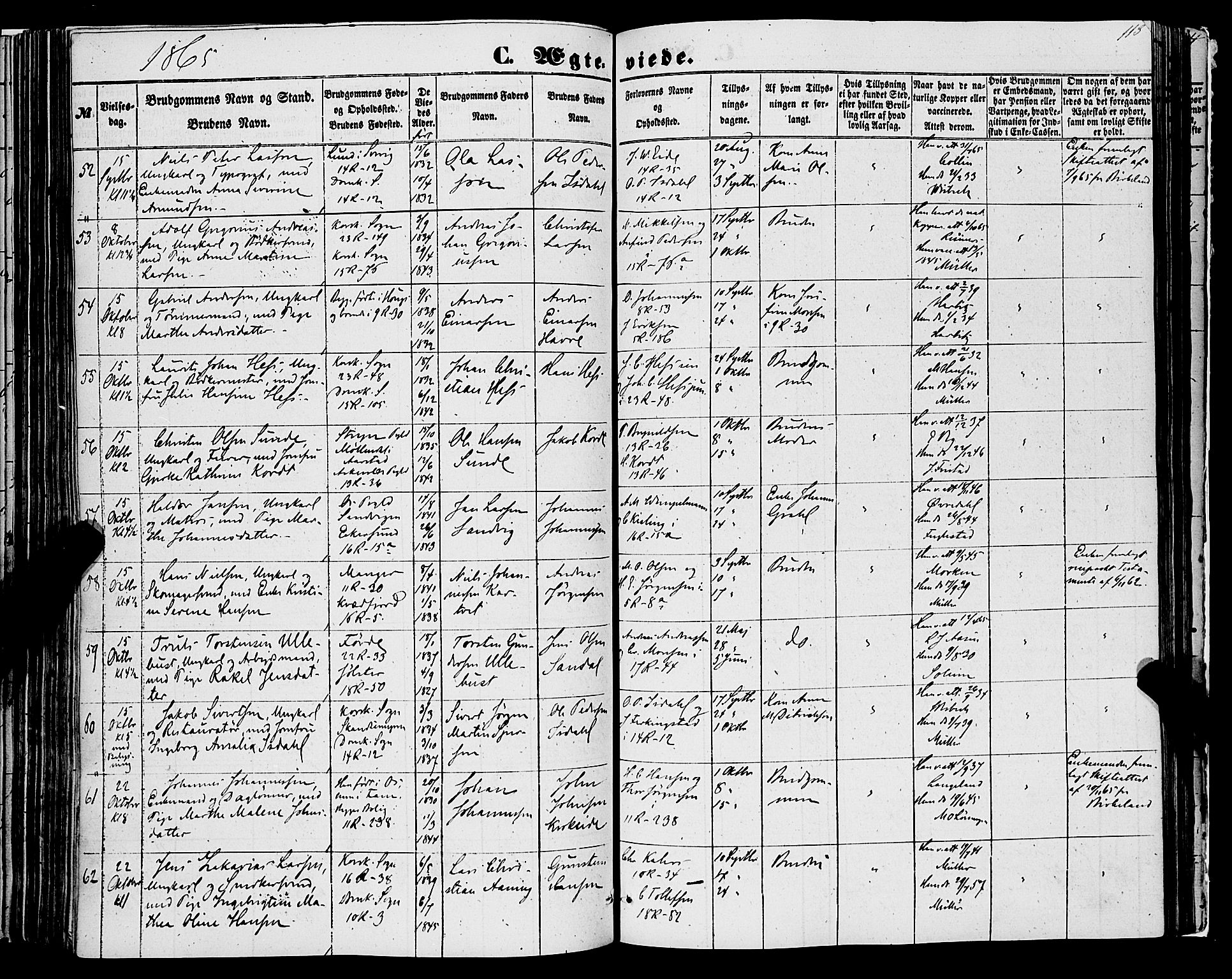 Domkirken sokneprestembete, AV/SAB-A-74801/H/Haa/L0034: Parish register (official) no. D 2, 1853-1874, p. 113