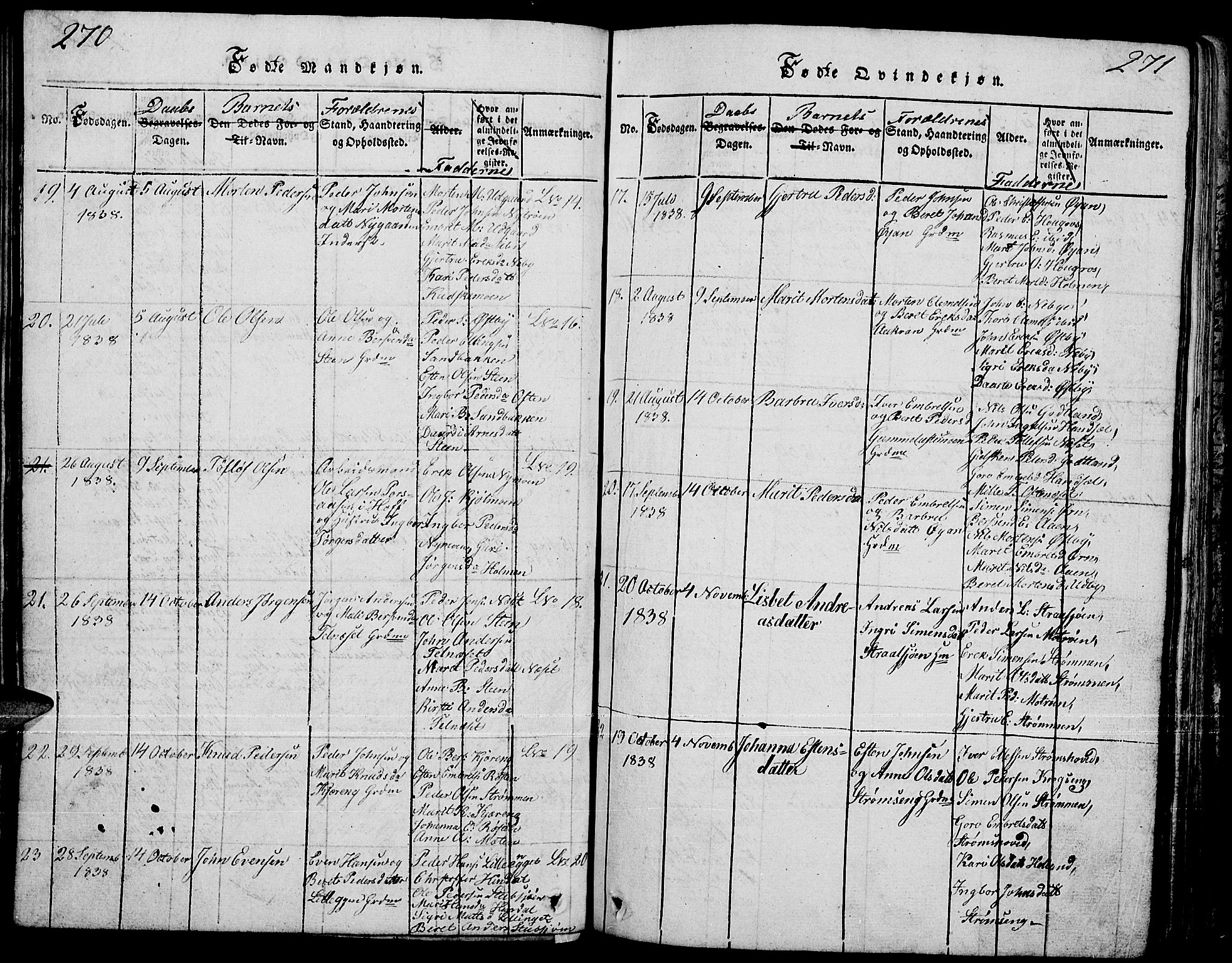 Tynset prestekontor, SAH/PREST-058/H/Ha/Hab/L0001: Parish register (copy) no. 1, 1814-1859, p. 270-271