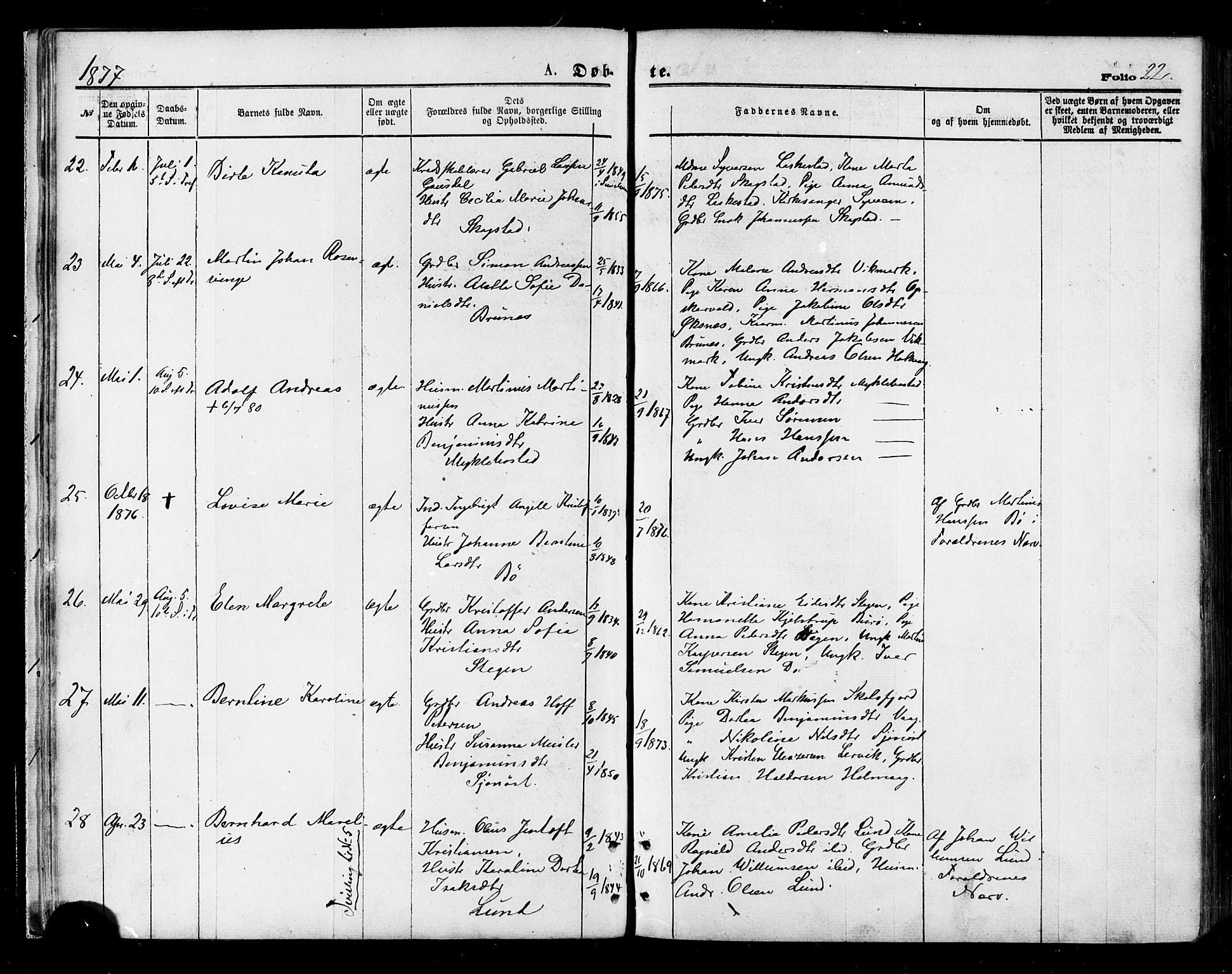 Ministerialprotokoller, klokkerbøker og fødselsregistre - Nordland, SAT/A-1459/855/L0802: Parish register (official) no. 855A10, 1875-1886, p. 22