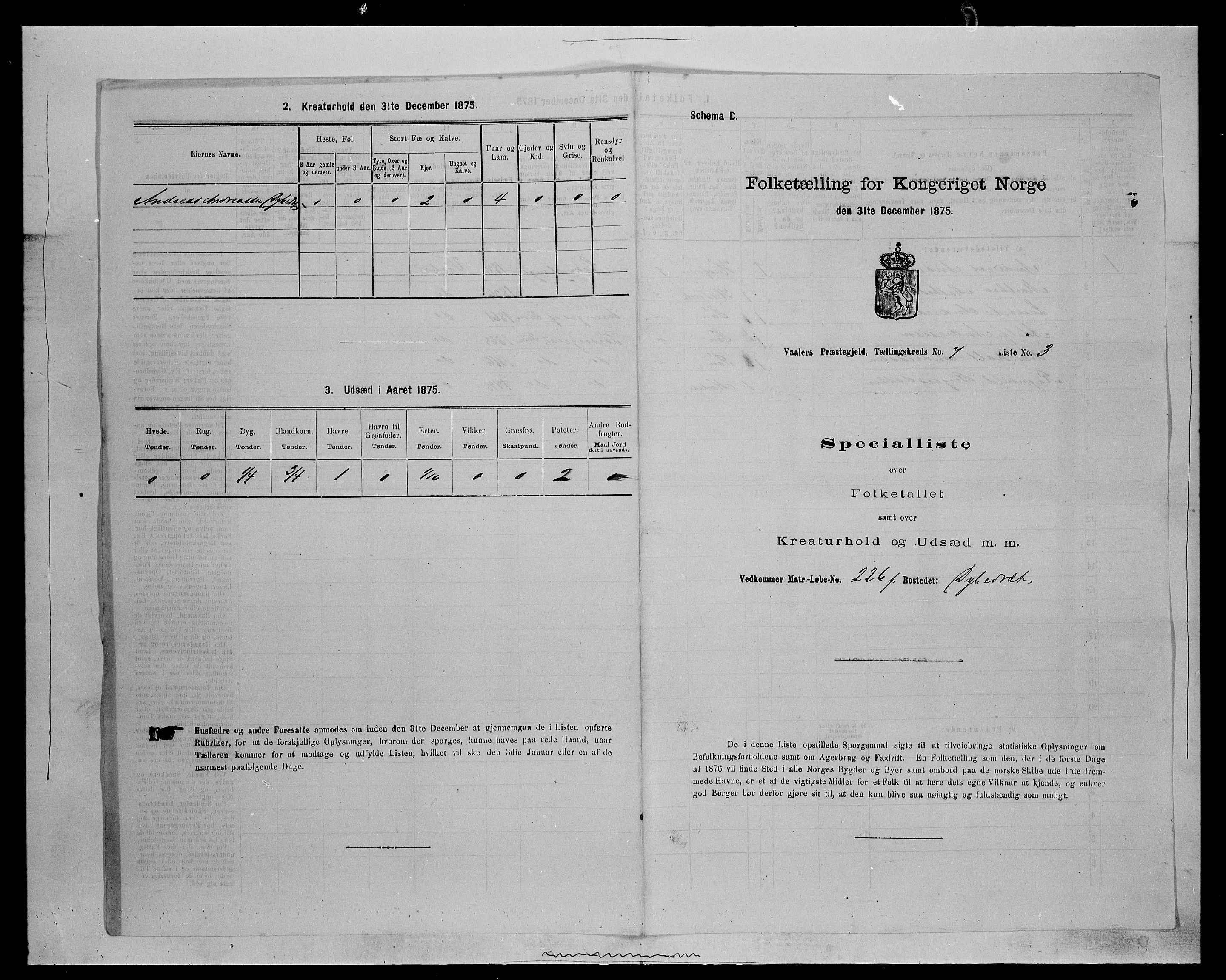 SAH, 1875 census for 0426P Våler parish (Hedmark), 1875, p. 884