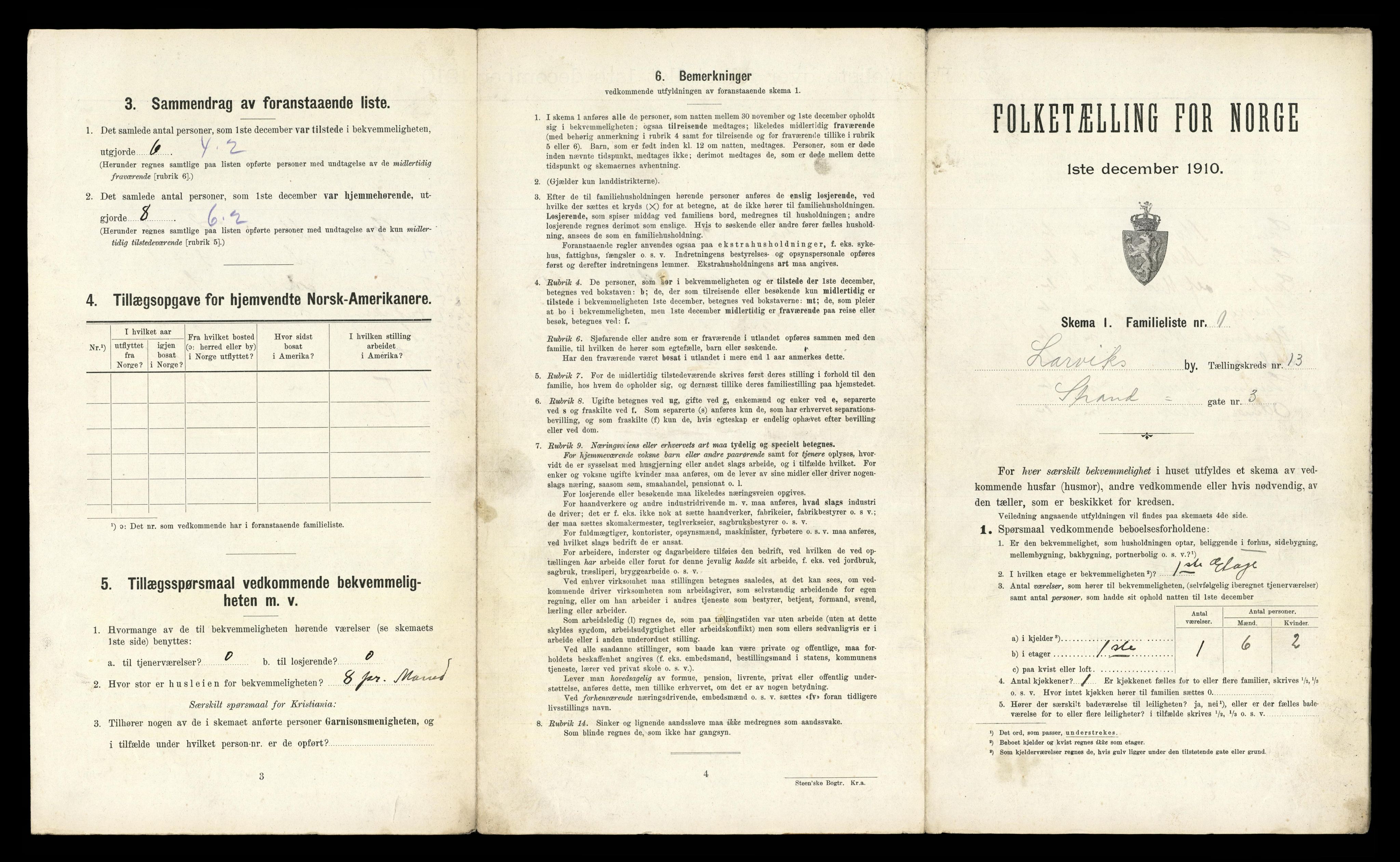 RA, 1910 census for Larvik, 1910, p. 4147