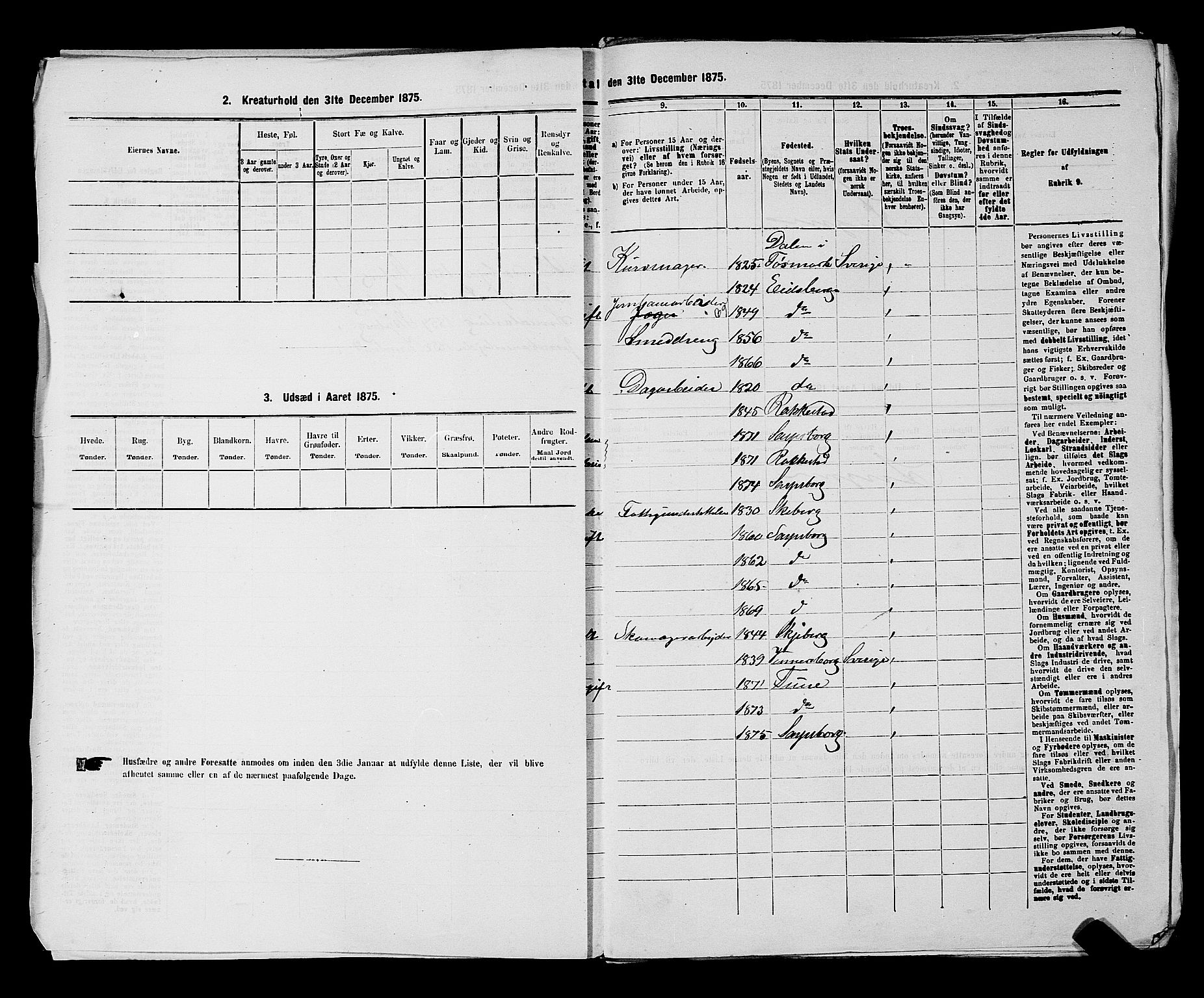 RA, 1875 census for 0102P Sarpsborg, 1875, p. 297