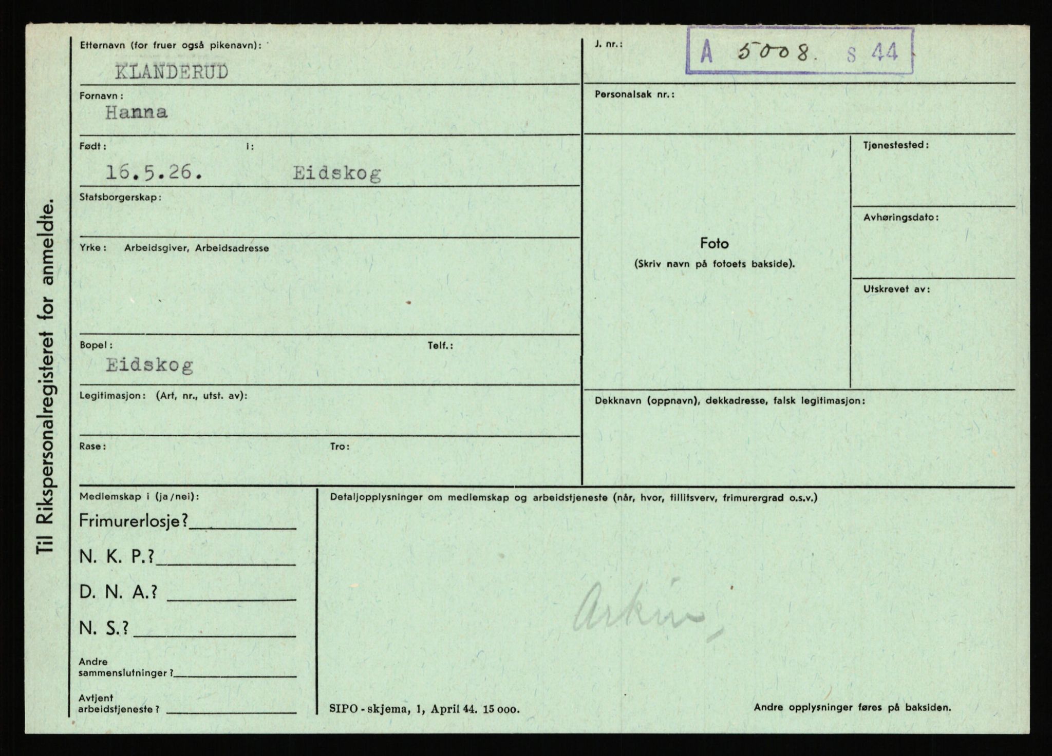 Statspolitiet - Hovedkontoret / Osloavdelingen, AV/RA-S-1329/C/Ca/L0008: Johan(nes)sen - Knoph, 1943-1945, p. 4719