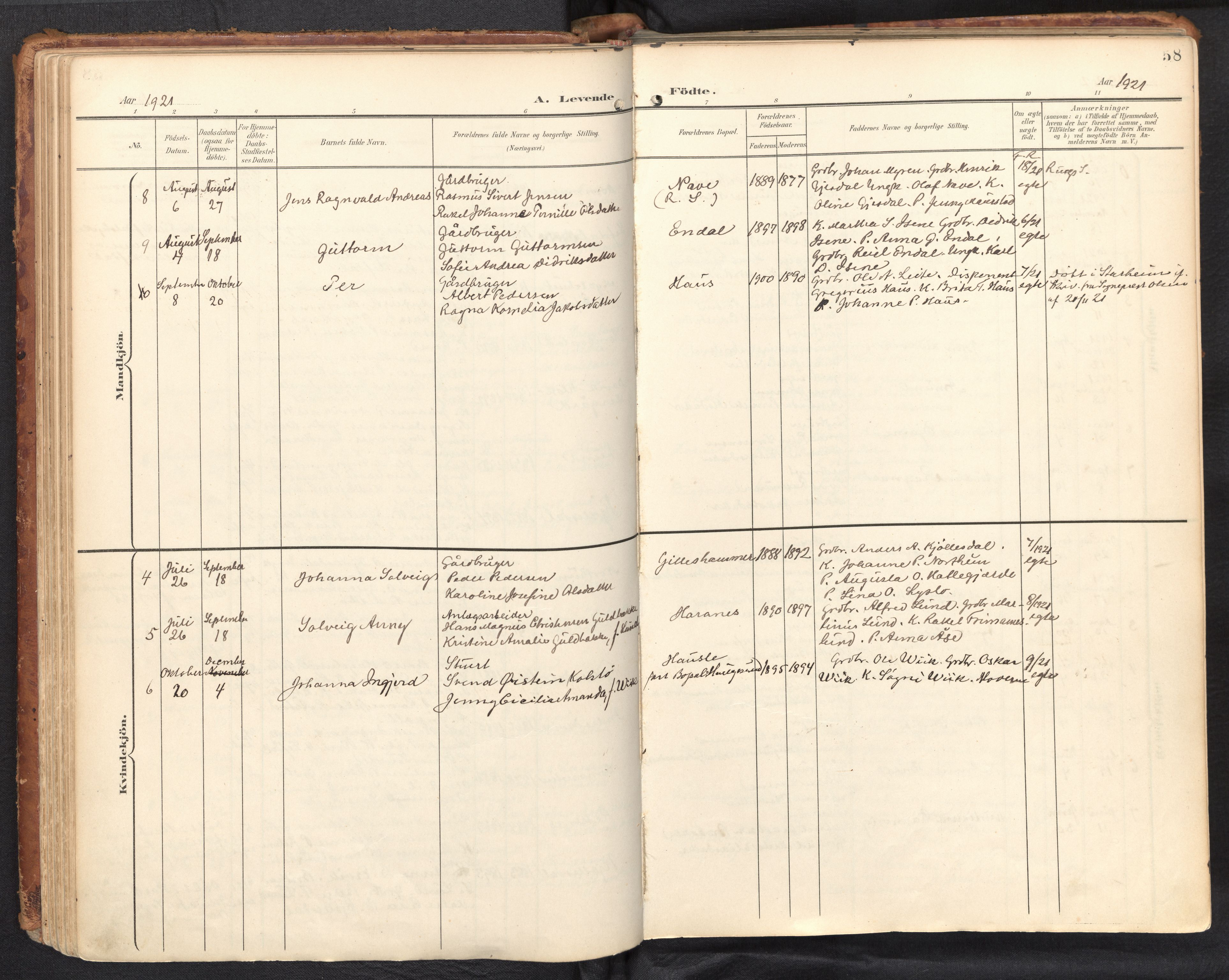 Davik sokneprestembete, AV/SAB-A-79701/H/Haa/Haab/L0002: Parish register (official) no. B 2, 1901-1934, p. 58