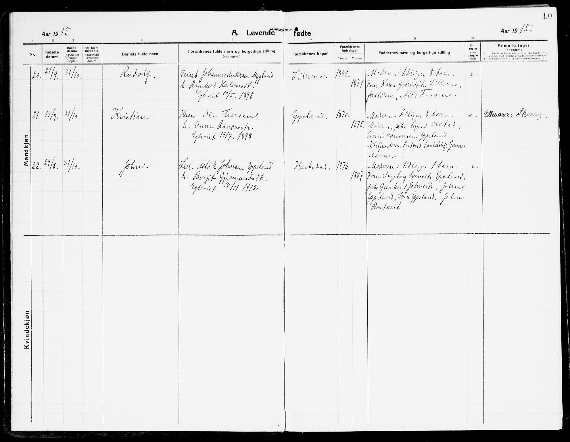 Åmli sokneprestkontor, AV/SAK-1111-0050/F/Fa/Fac/L0013: Parish register (official) no. A 13, 1914-1933, p. 10