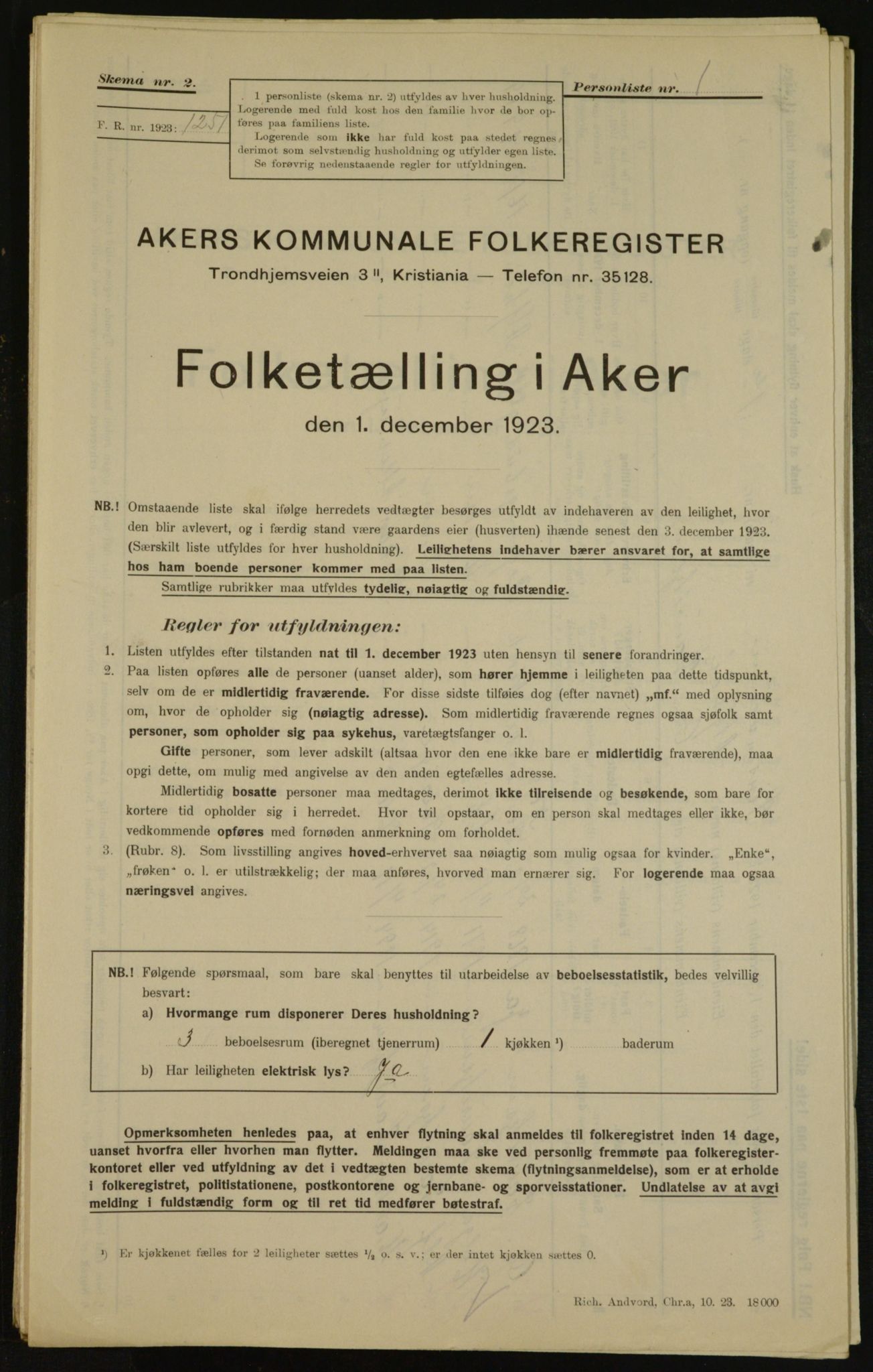 , Municipal Census 1923 for Aker, 1923, p. 30300