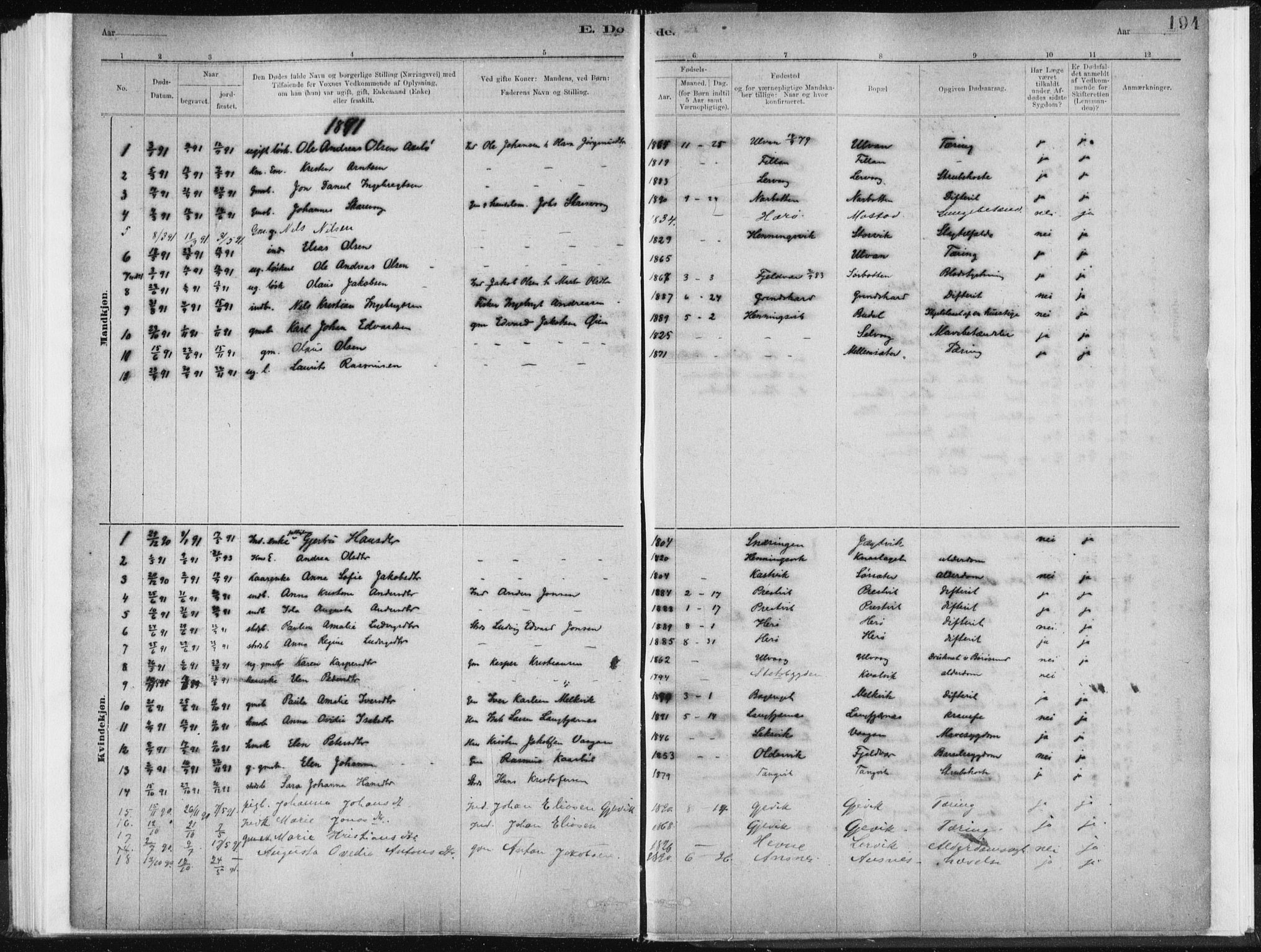 Ministerialprotokoller, klokkerbøker og fødselsregistre - Sør-Trøndelag, SAT/A-1456/637/L0558: Parish register (official) no. 637A01, 1882-1899, p. 194