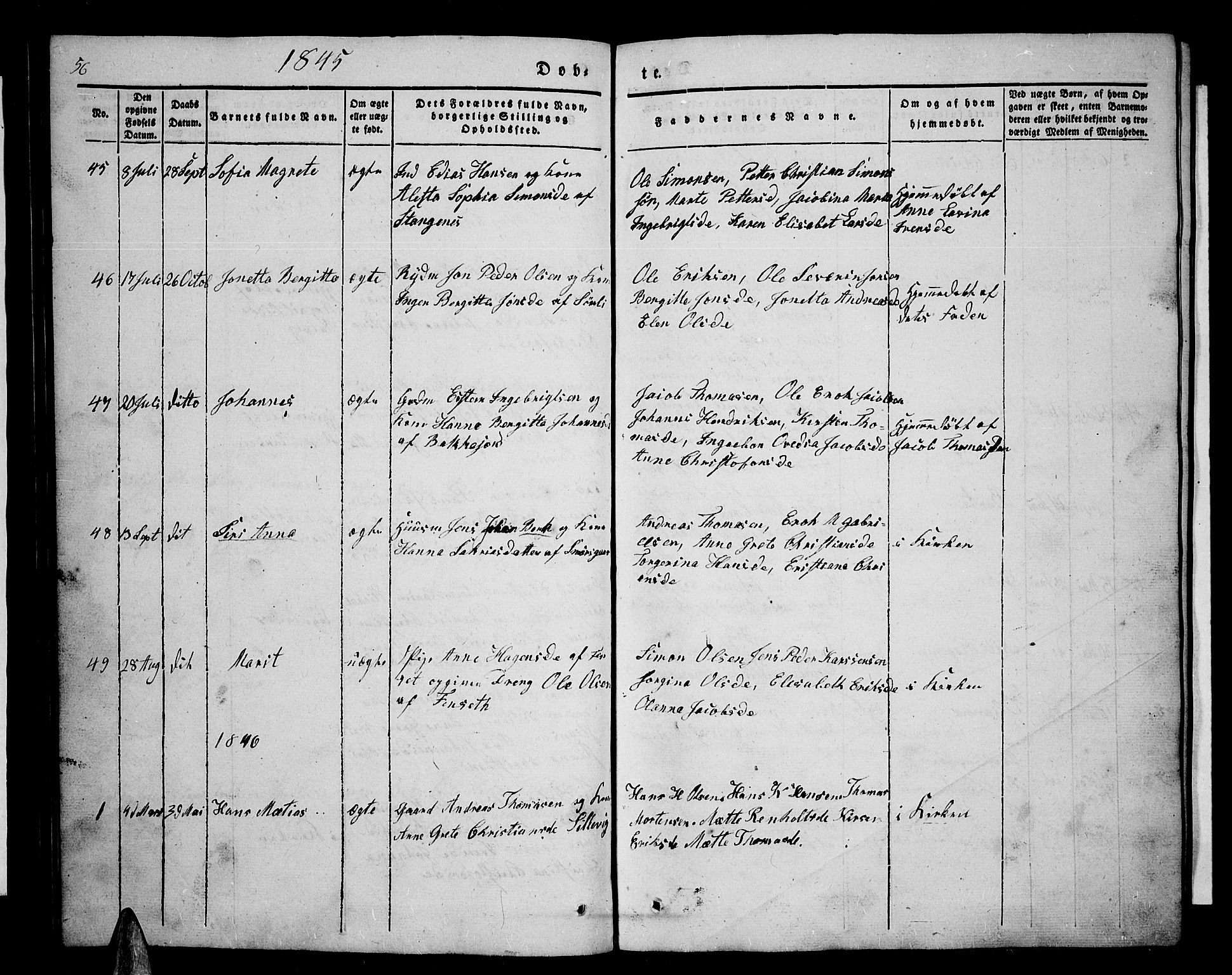 Tranøy sokneprestkontor, SATØ/S-1313/I/Ia/Iab/L0001klokker: Parish register (copy) no. 1, 1835-1853, p. 56
