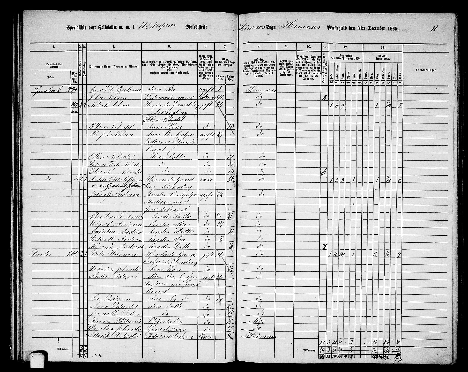 RA, 1865 census for Hemnes, 1865, p. 56