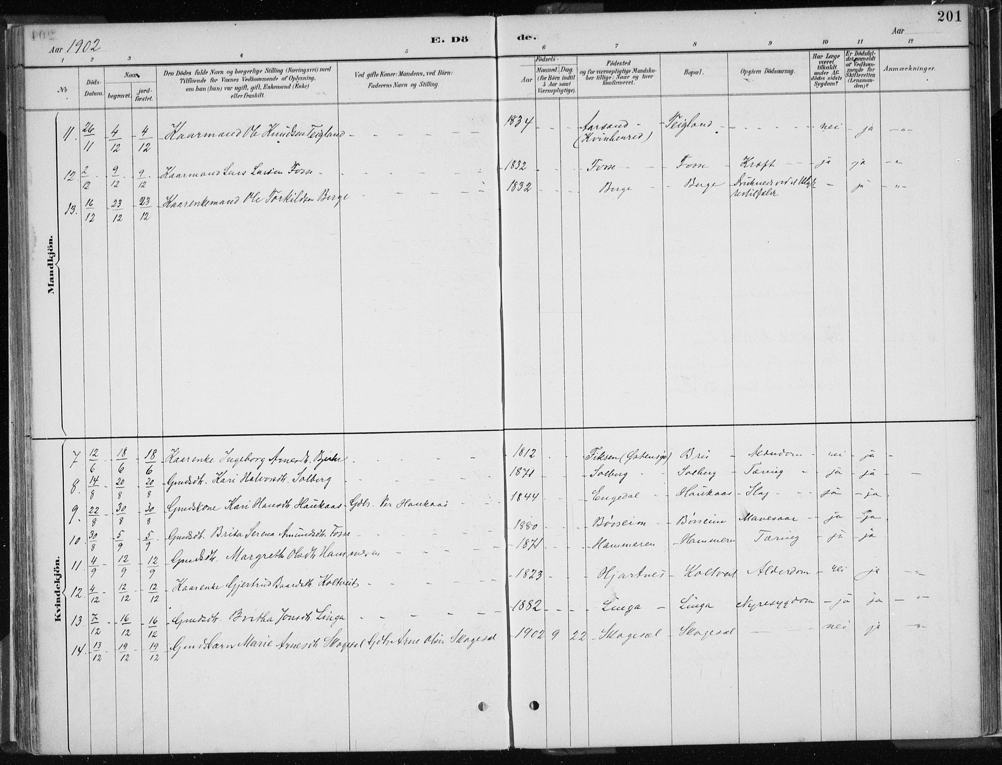 Strandebarm sokneprestembete, AV/SAB-A-78401/H/Haa: Parish register (official) no. B  1, 1886-1908, p. 201