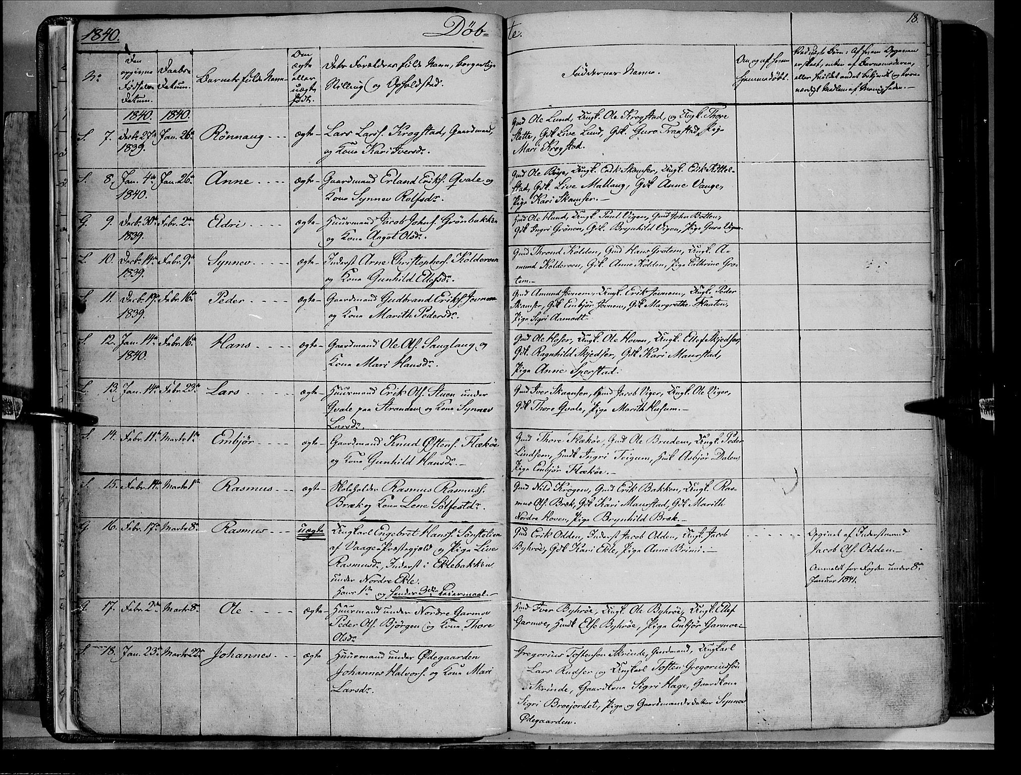 Lom prestekontor, SAH/PREST-070/K/L0006: Parish register (official) no. 6A, 1837-1863, p. 18