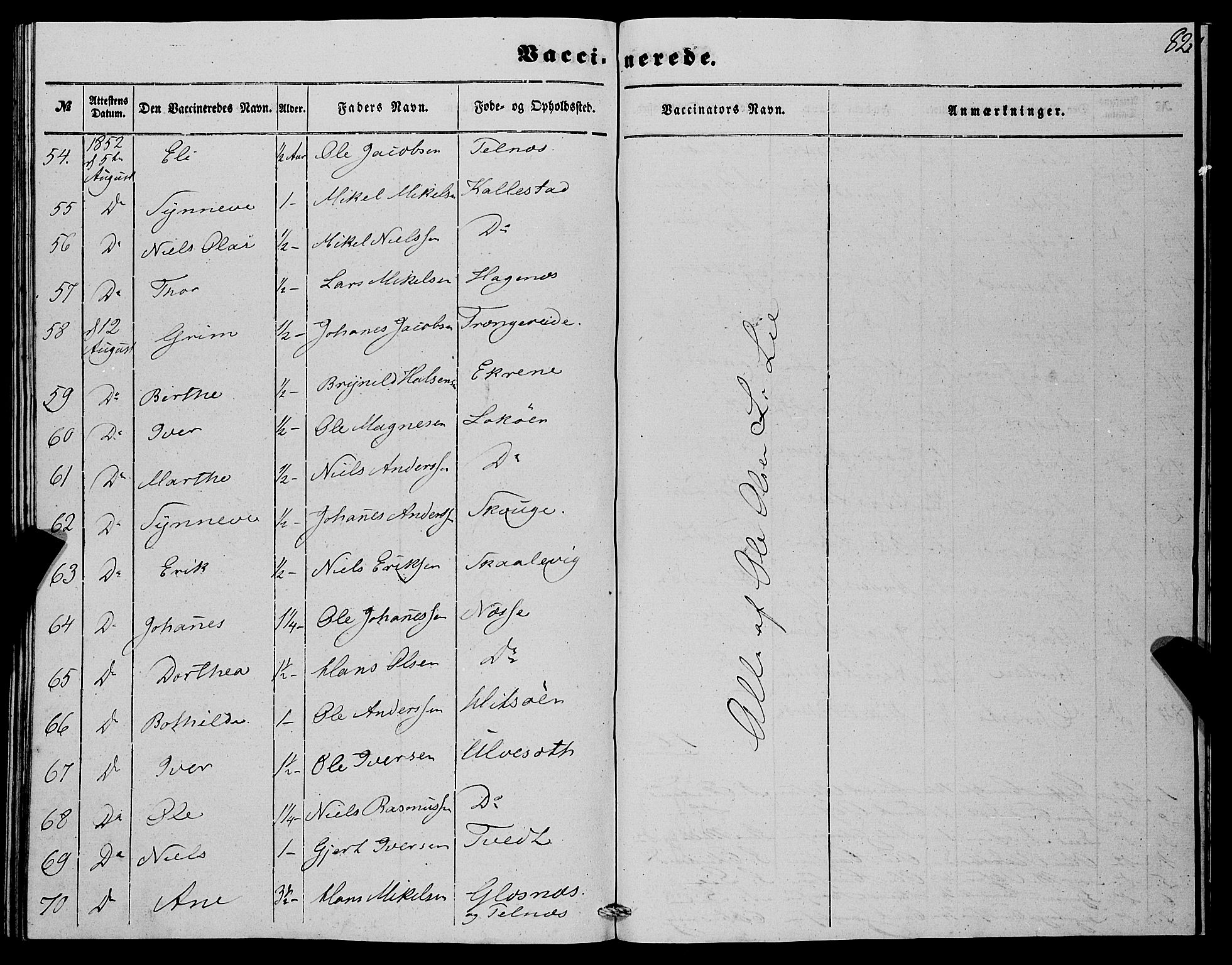 Fjell sokneprestembete, AV/SAB-A-75301/H/Haa: Parish register (official) no. A 4, 1851-1870, p. 82