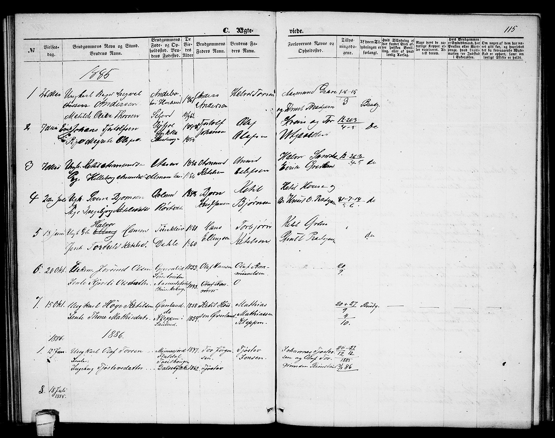 Seljord kirkebøker, SAKO/A-20/G/Ga/L0004: Parish register (copy) no. I 4, 1873-1886, p. 115