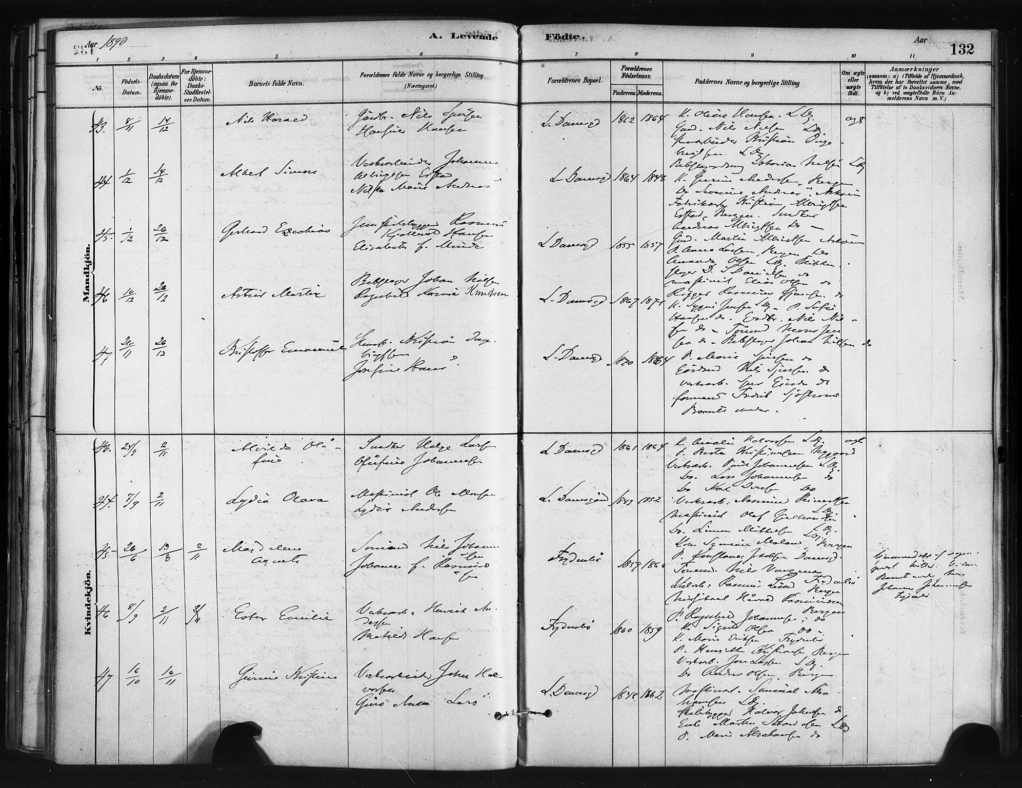 Askøy Sokneprestembete, AV/SAB-A-74101/H/Ha/Haa/Haae/L0002: Parish register (official) no. E 2, 1878-1891, p. 132