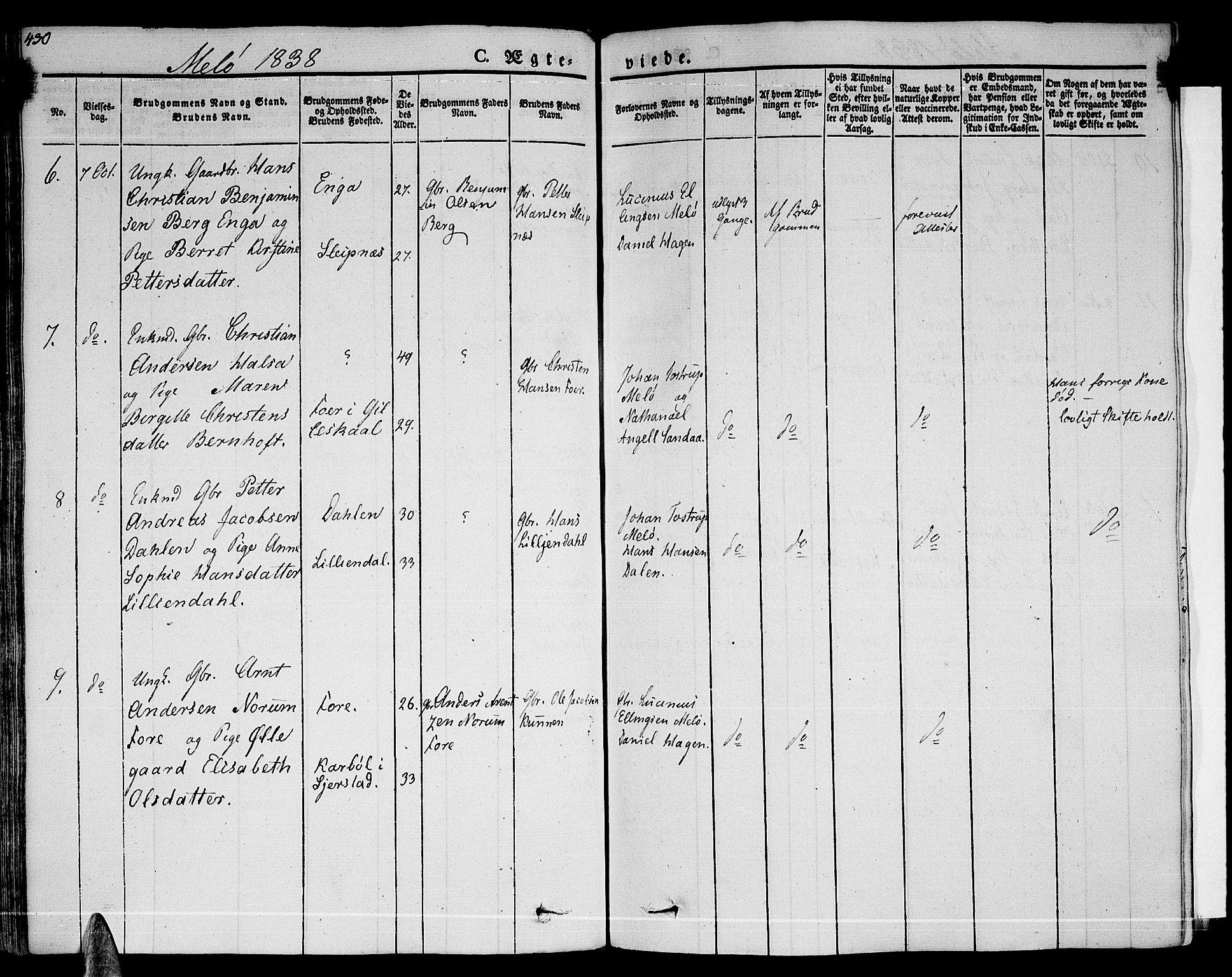 Ministerialprotokoller, klokkerbøker og fødselsregistre - Nordland, AV/SAT-A-1459/841/L0600: Parish register (official) no. 841A07 /2, 1824-1843, p. 430