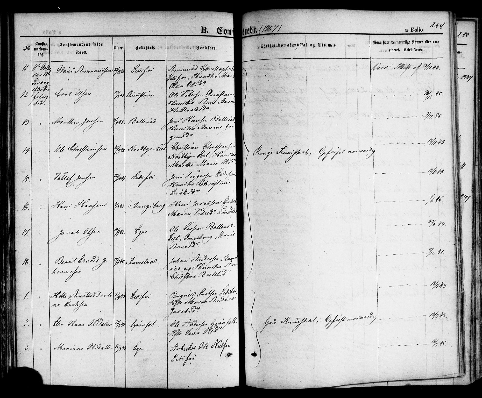 Hof kirkebøker, AV/SAKO-A-64/F/Fa/L0006: Parish register (official) no. I 6, 1851-1877, p. 264