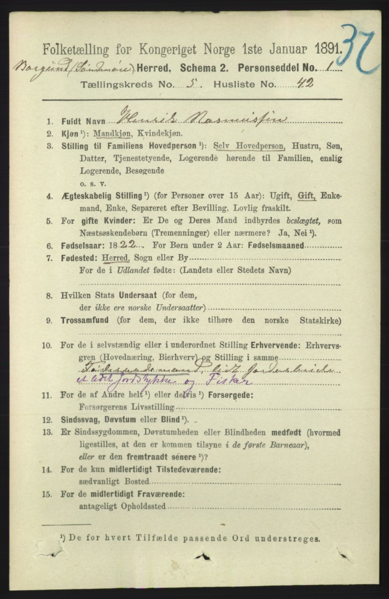 RA, 1891 census for 1531 Borgund, 1891, p. 1526