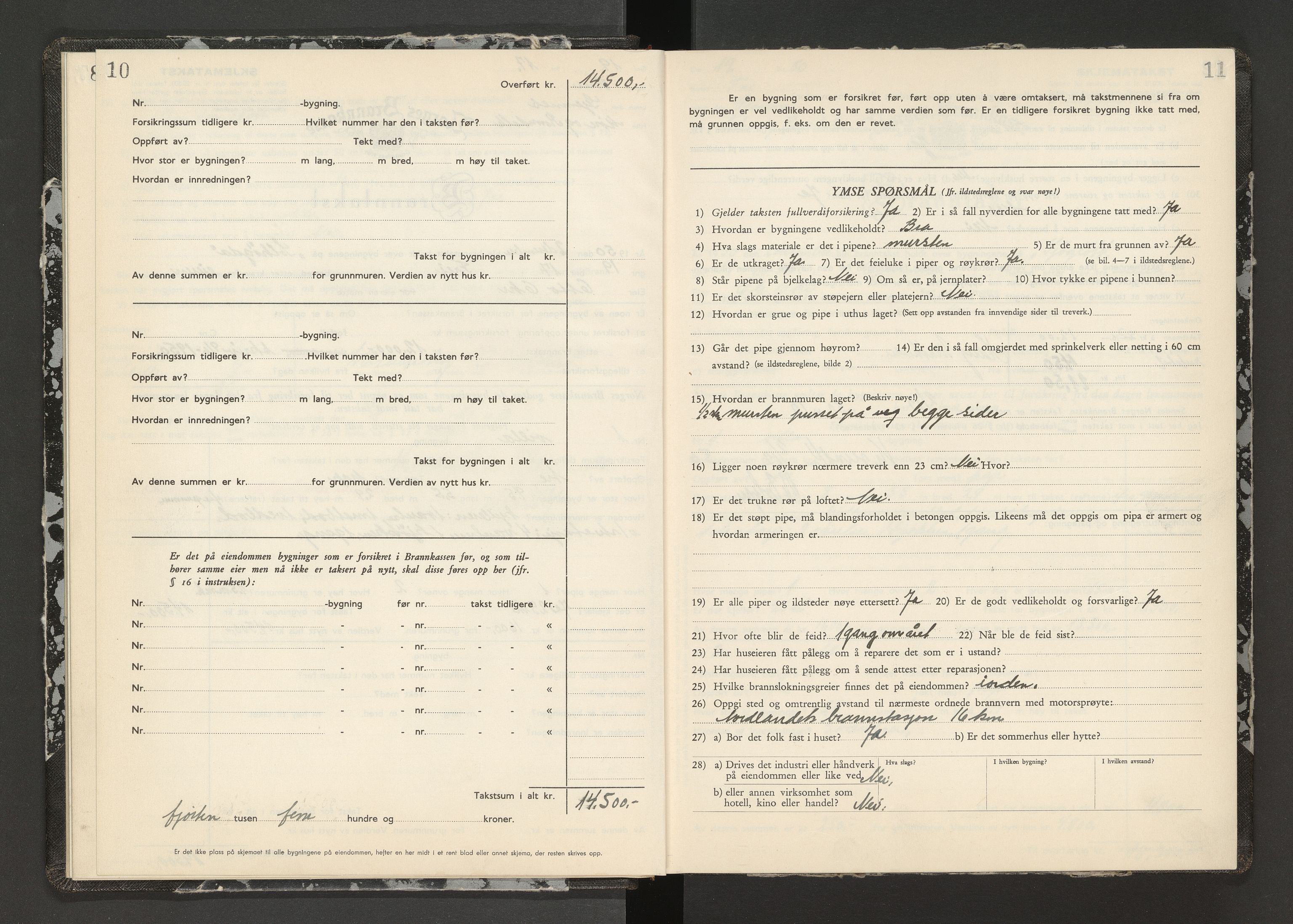 Norges Brannkasse Kristiansund, AV/SAT-A-4776/A/L0024: Branntakstprotokoll - Frei og Bremsnes, 1950-1955, p. 10-11