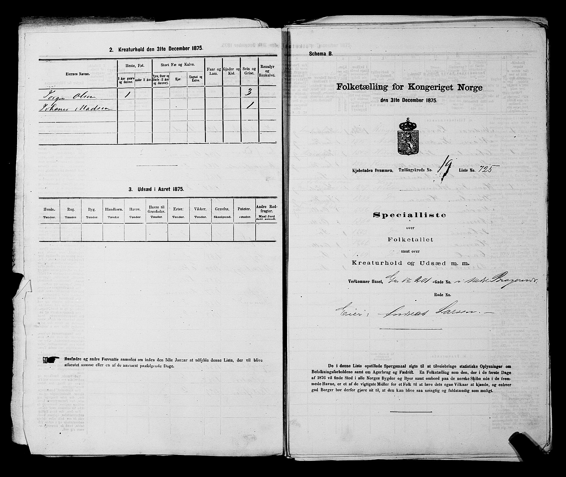 SAKO, 1875 census for 0602 Drammen, 1875, p. 2022