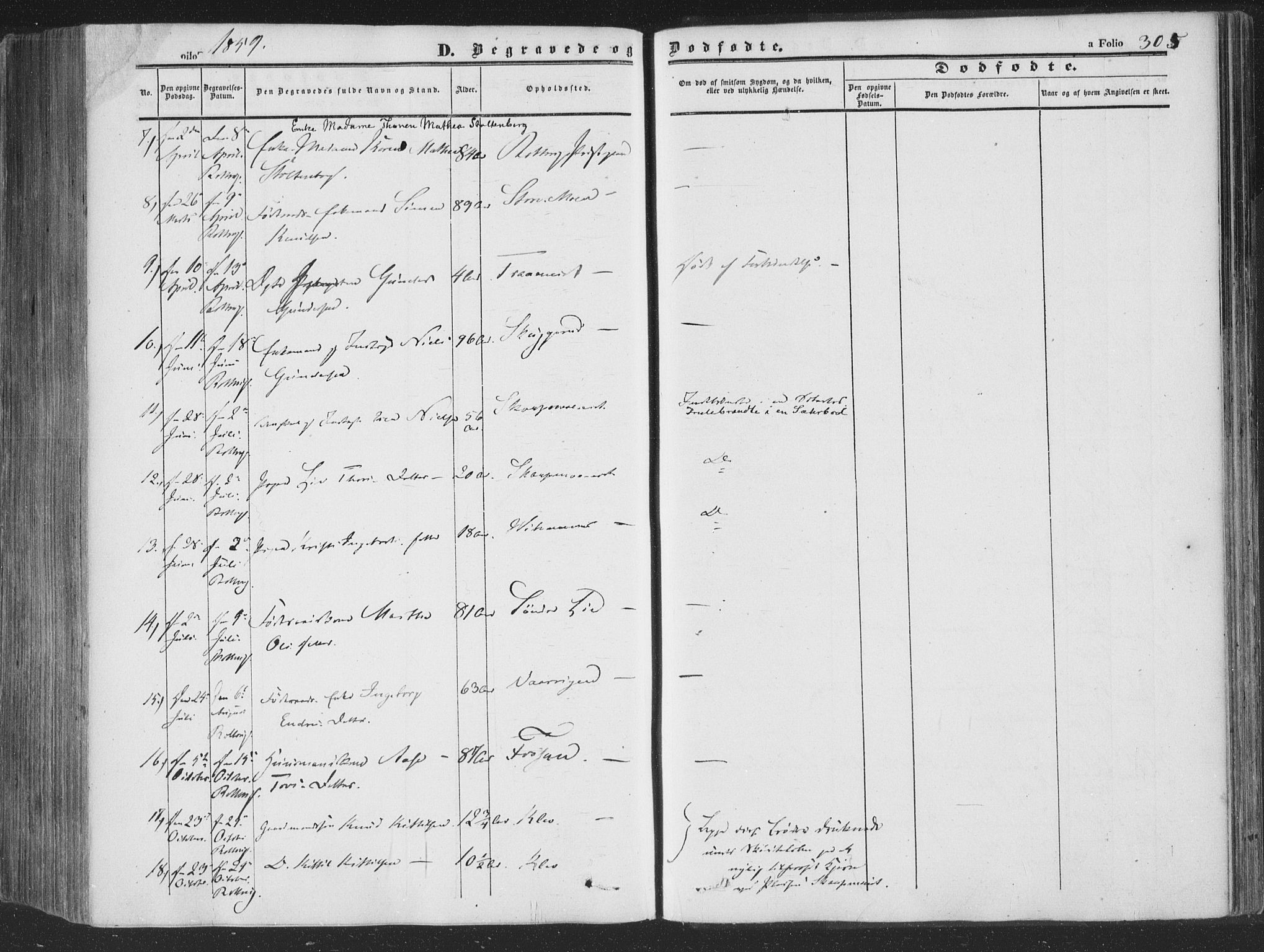 Rollag kirkebøker, AV/SAKO-A-240/F/Fa/L0008: Parish register (official) no. I 8, 1847-1860, p. 305