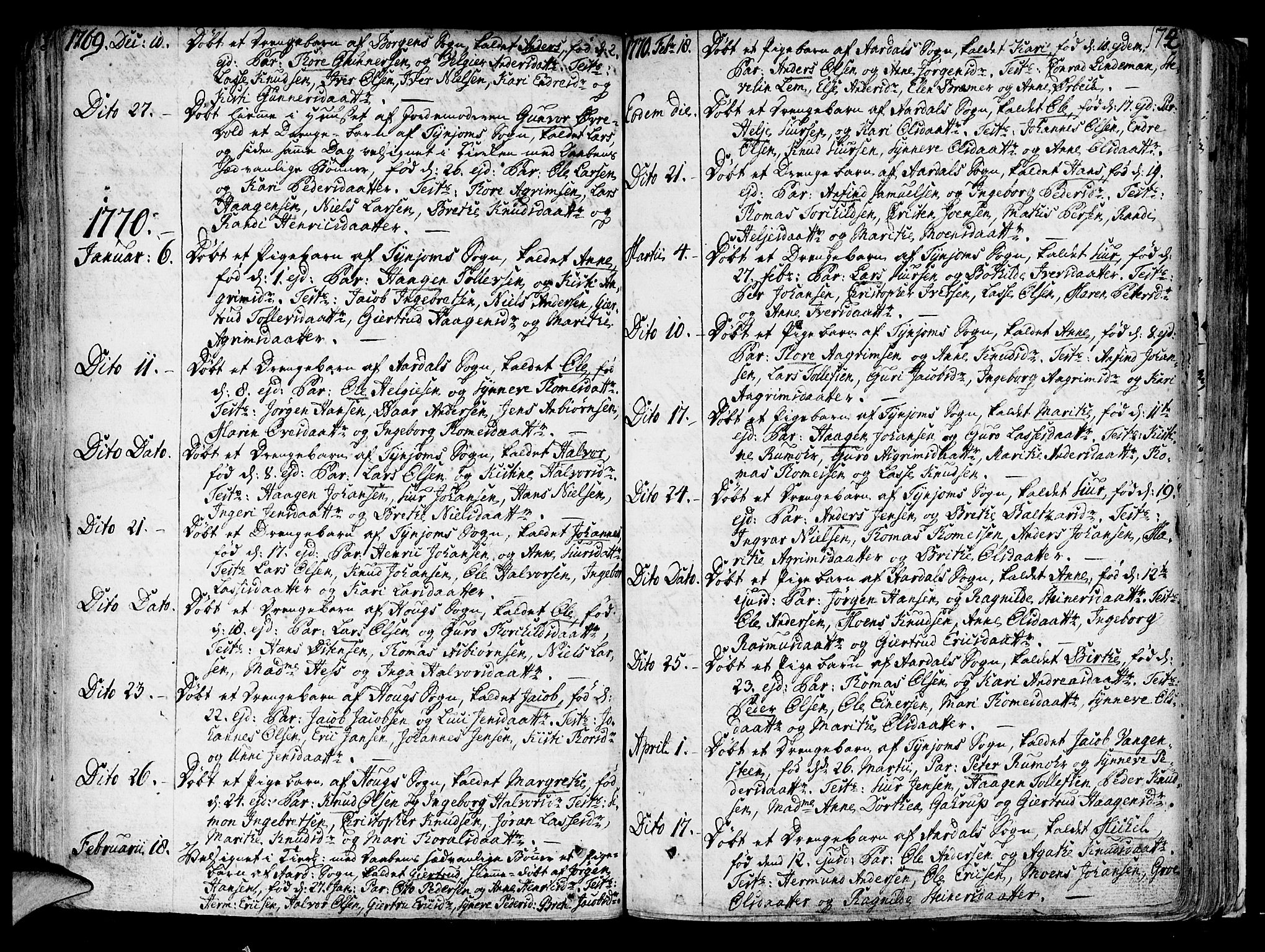 Lærdal sokneprestembete, SAB/A-81201: Parish register (official) no. A 2, 1752-1782, p. 174