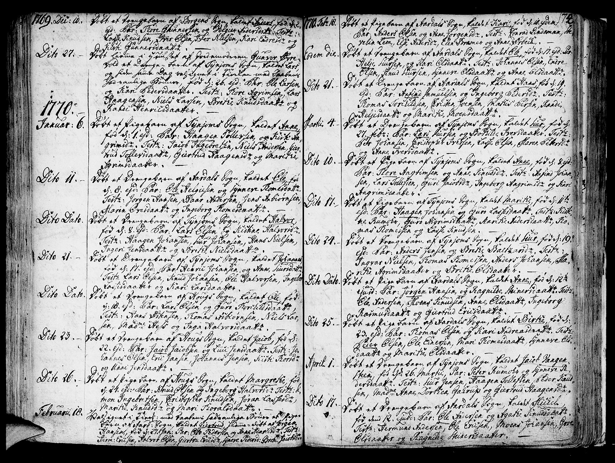 Lærdal sokneprestembete, AV/SAB-A-81201: Parish register (official) no. A 2, 1752-1782, p. 174