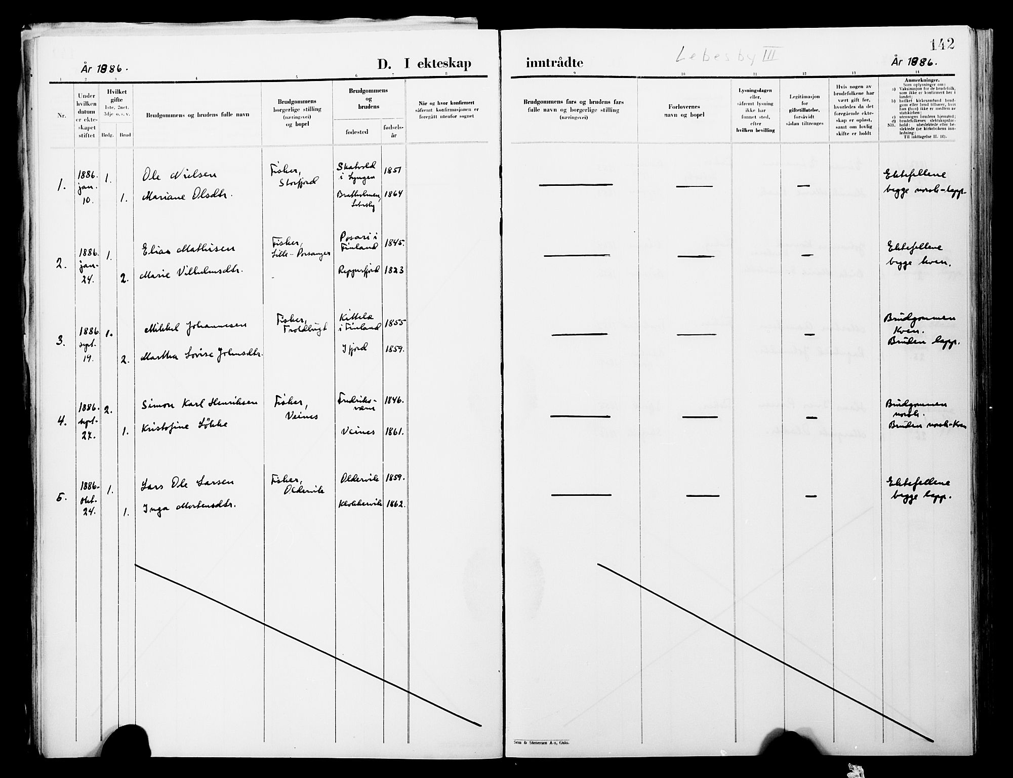 Lebesby sokneprestkontor, SATØ/S-1353/H/Ha/L0004kirke: Parish register (official) no. 4, 1870-1902, p. 142