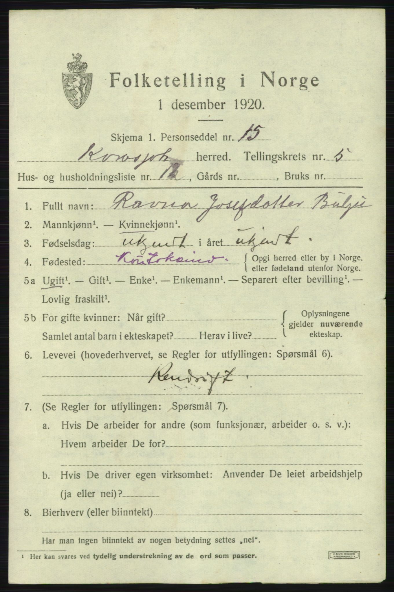 SATØ, 1920 census for Karasjok, 1920, p. 1918