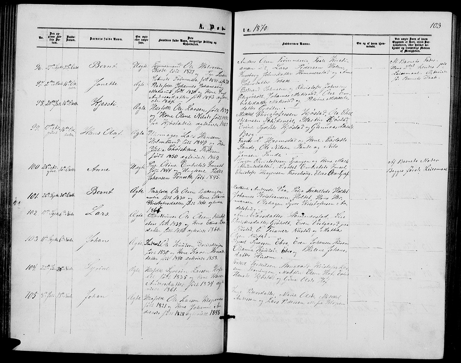 Løten prestekontor, SAH/PREST-022/L/La/L0004: Parish register (copy) no. 4, 1863-1877, p. 103