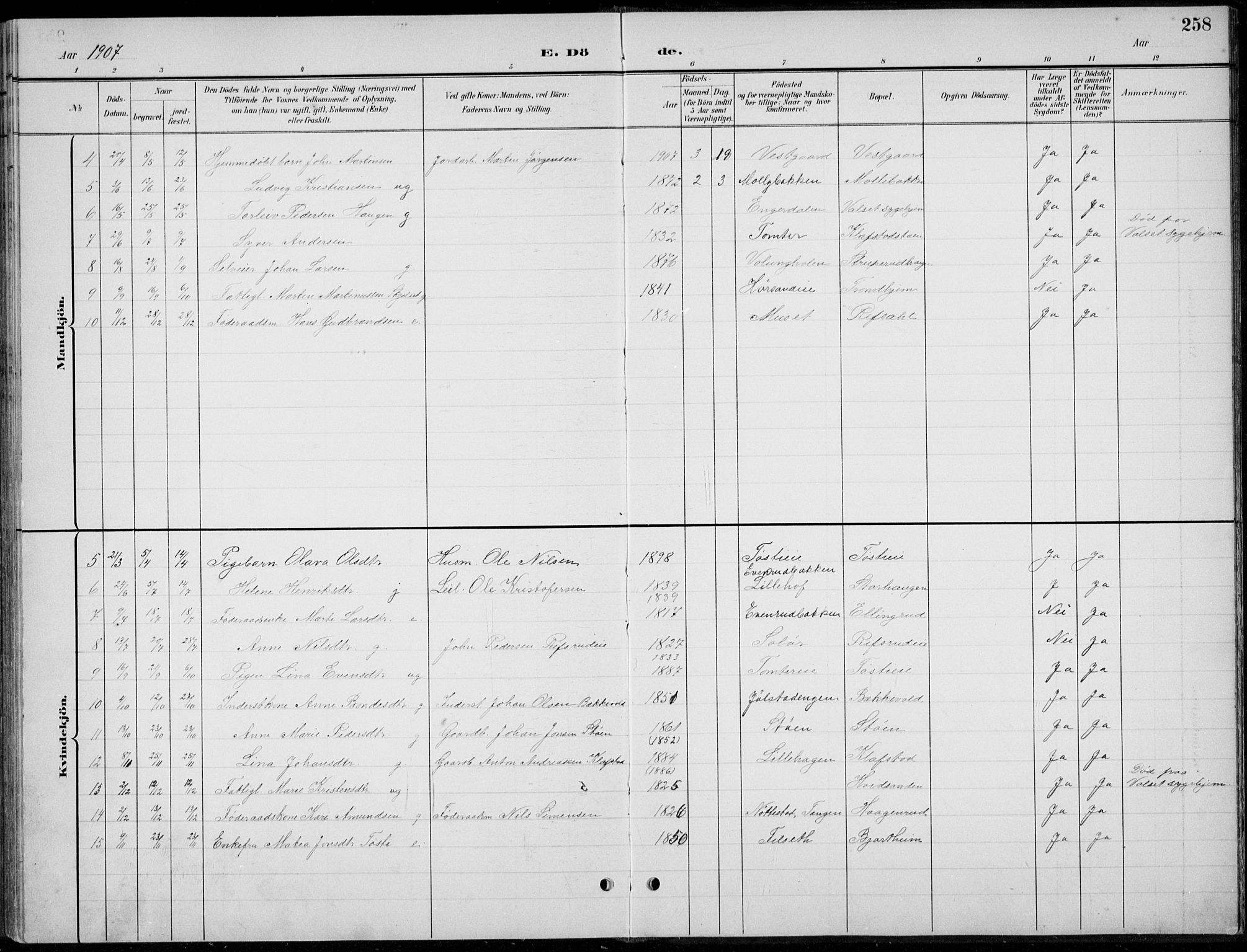 Romedal prestekontor, AV/SAH-PREST-004/L/L0013: Parish register (copy) no. 13, 1896-1937, p. 258