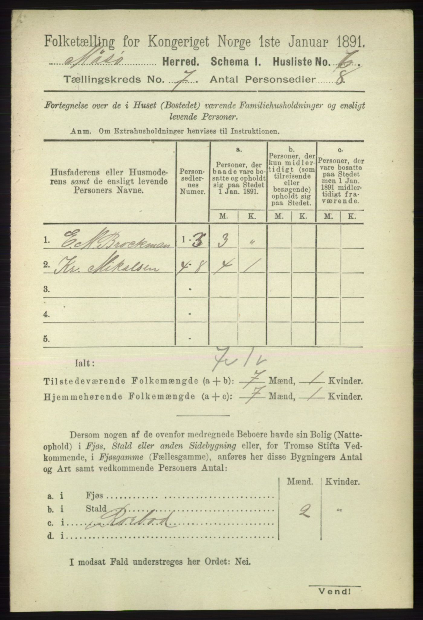 RA, 1891 census for 2018 Måsøy, 1891, p. 1390