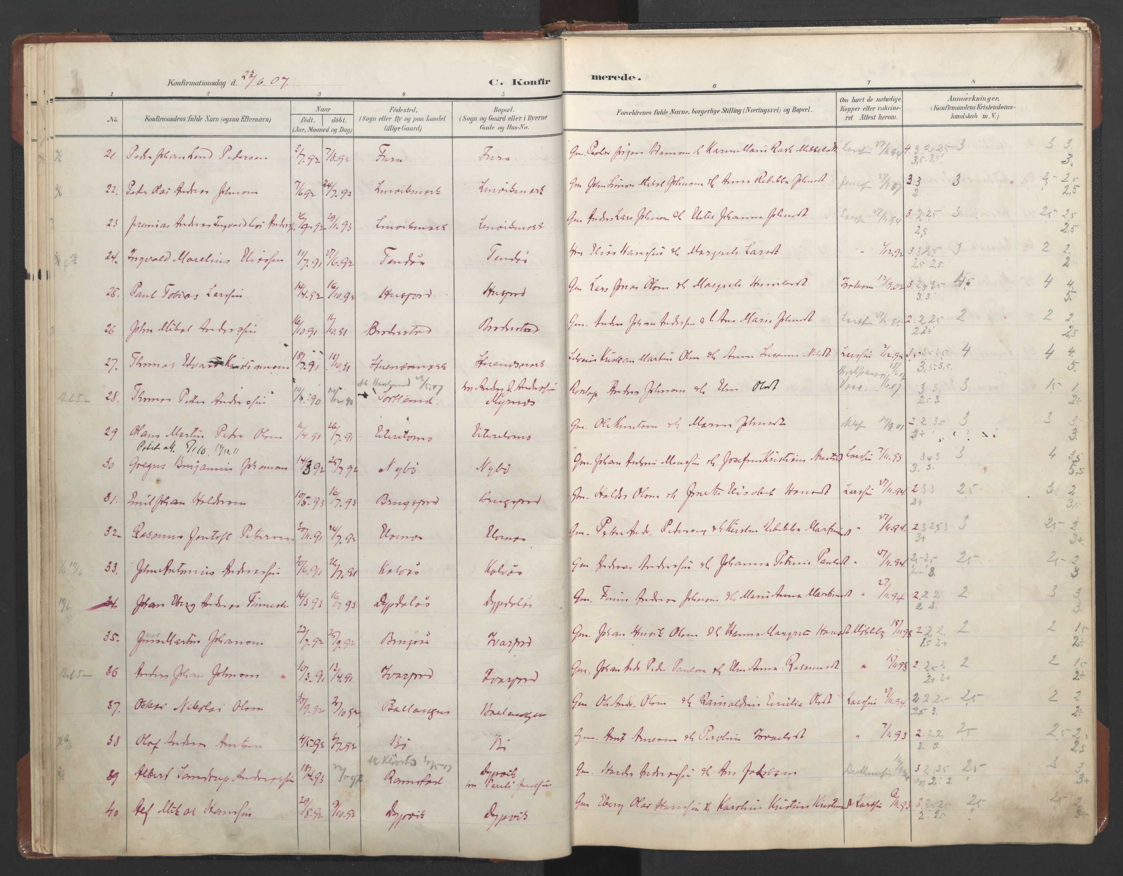 Ministerialprotokoller, klokkerbøker og fødselsregistre - Nordland, AV/SAT-A-1459/863/L0918: Parish register (copy) no. 863C08, 1906-1921