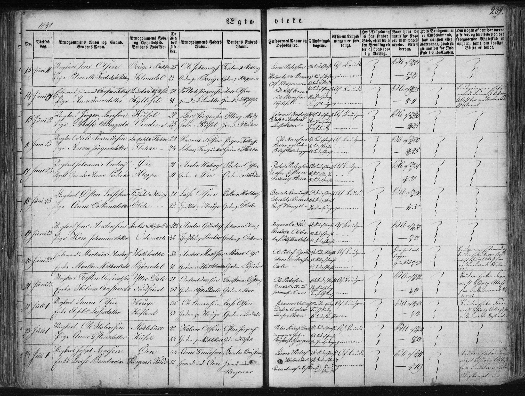 Fjaler sokneprestembete, SAB/A-79801/H/Haa/Haaa/L0006: Parish register (official) no. A 6, 1835-1884, p. 239