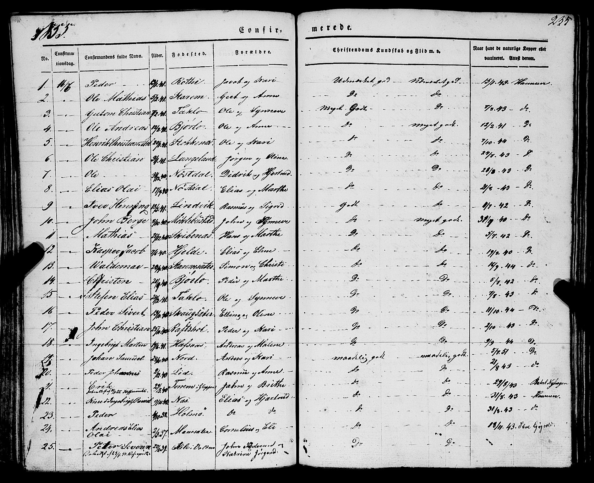 Eid sokneprestembete, AV/SAB-A-82301/H/Haa/Haaa/L0007: Parish register (official) no. A 7, 1844-1858, p. 235