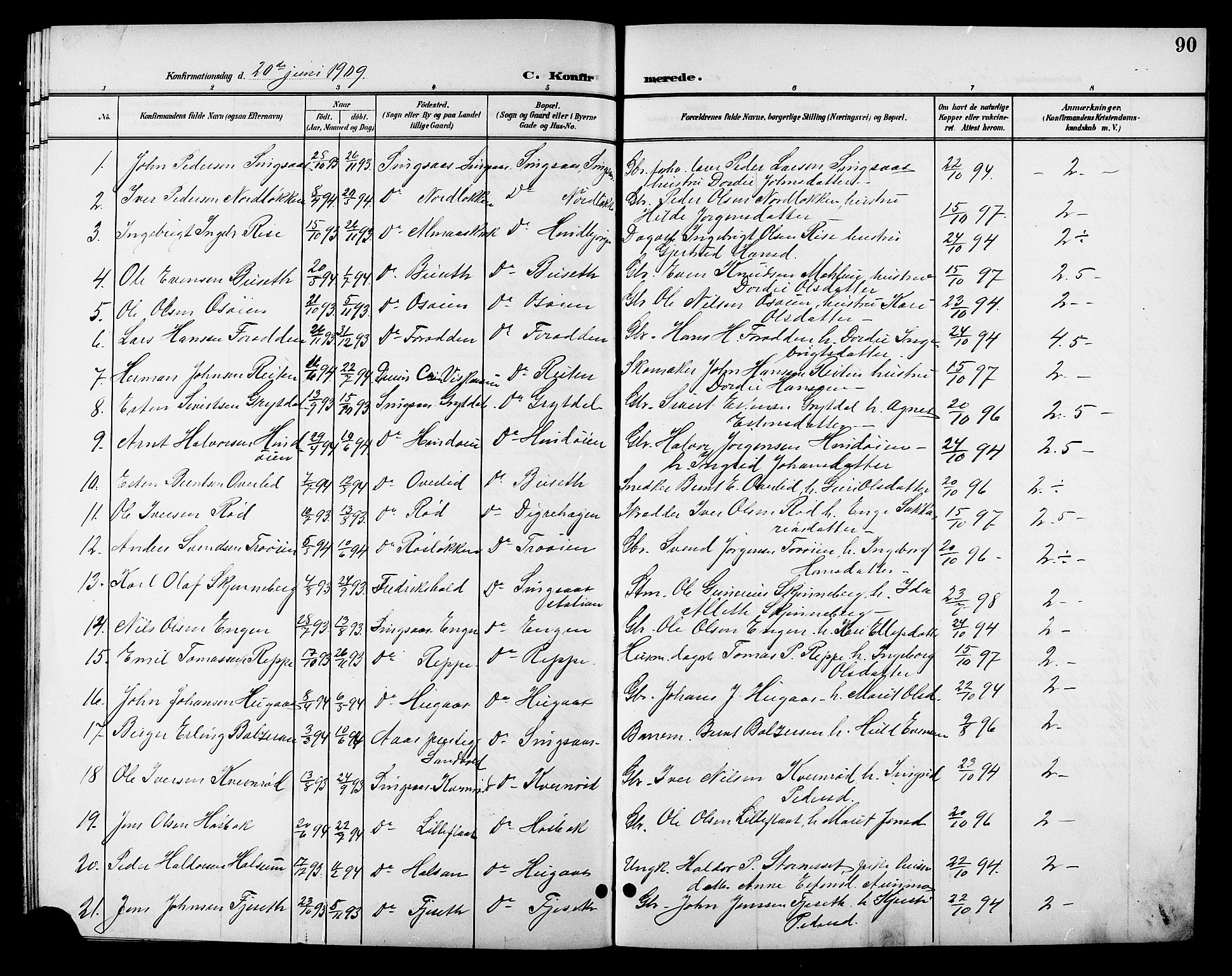 Ministerialprotokoller, klokkerbøker og fødselsregistre - Sør-Trøndelag, AV/SAT-A-1456/688/L1029: Parish register (copy) no. 688C04, 1899-1915, p. 90