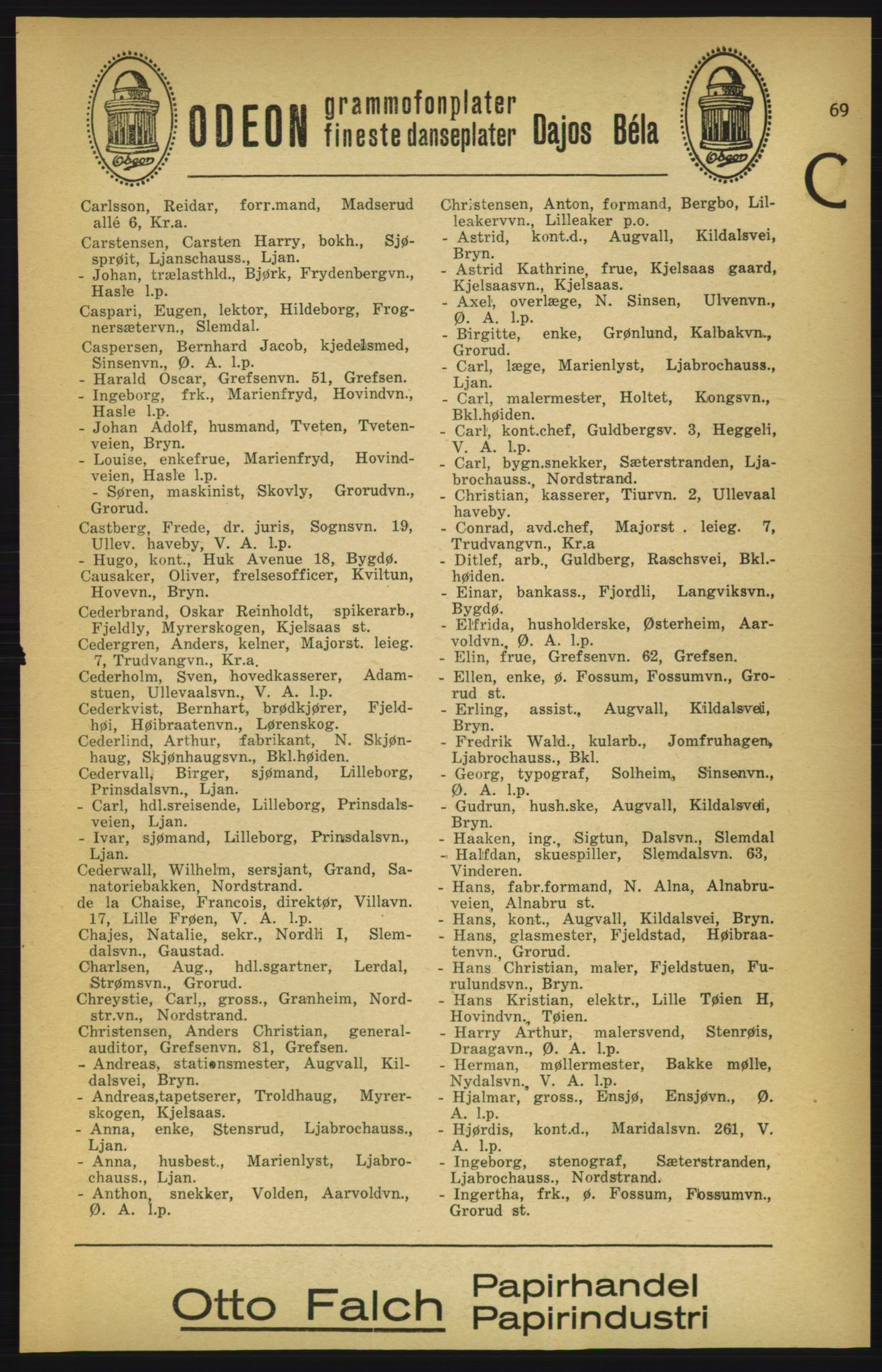 Aker adressebok/adressekalender, PUBL/001/A/003: Akers adressekalender, 1924-1925, p. 69