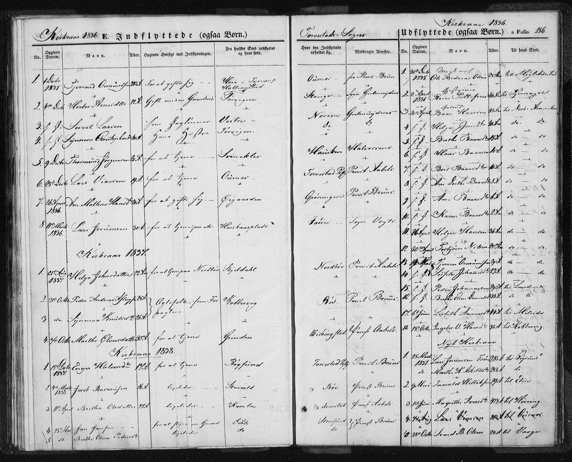 Torvastad sokneprestkontor, SAST/A -101857/H/Ha/Haa/L0005: Parish register (official) no. A 5, 1836-1847, p. 256