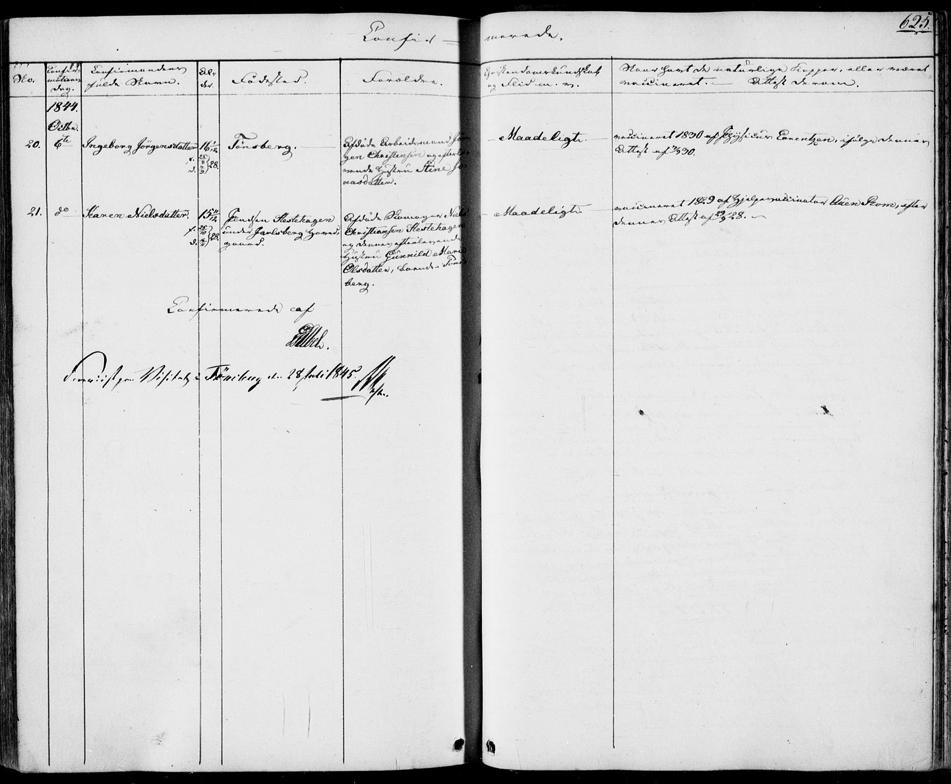 Tønsberg kirkebøker, AV/SAKO-A-330/F/Fa/L0006: Parish register (official) no. I 6, 1836-1844, p. 625