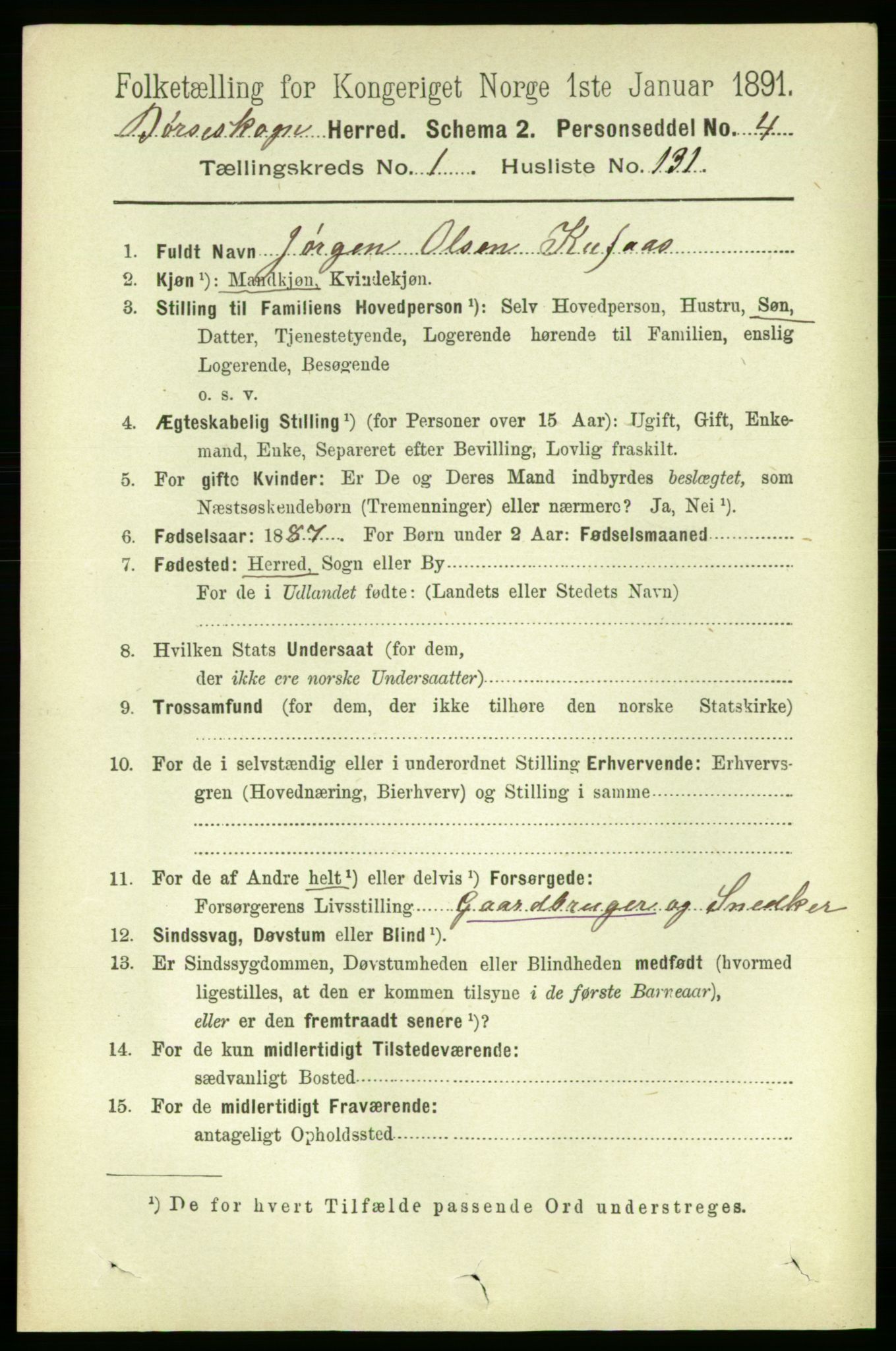 RA, 1891 census for 1657 Børseskogn, 1891, p. 857