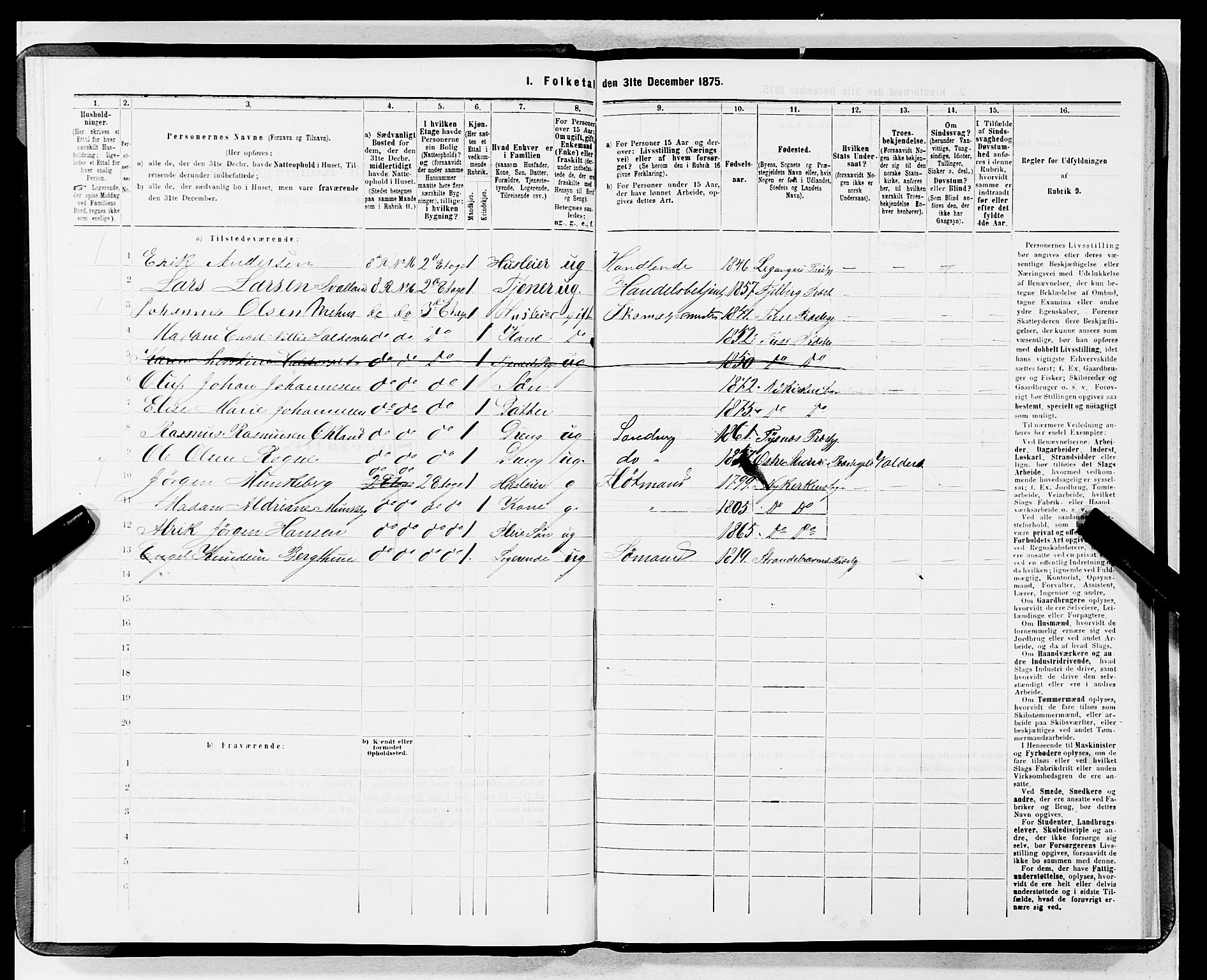 SAB, 1875 census for 1301 Bergen, 1875, p. 1460