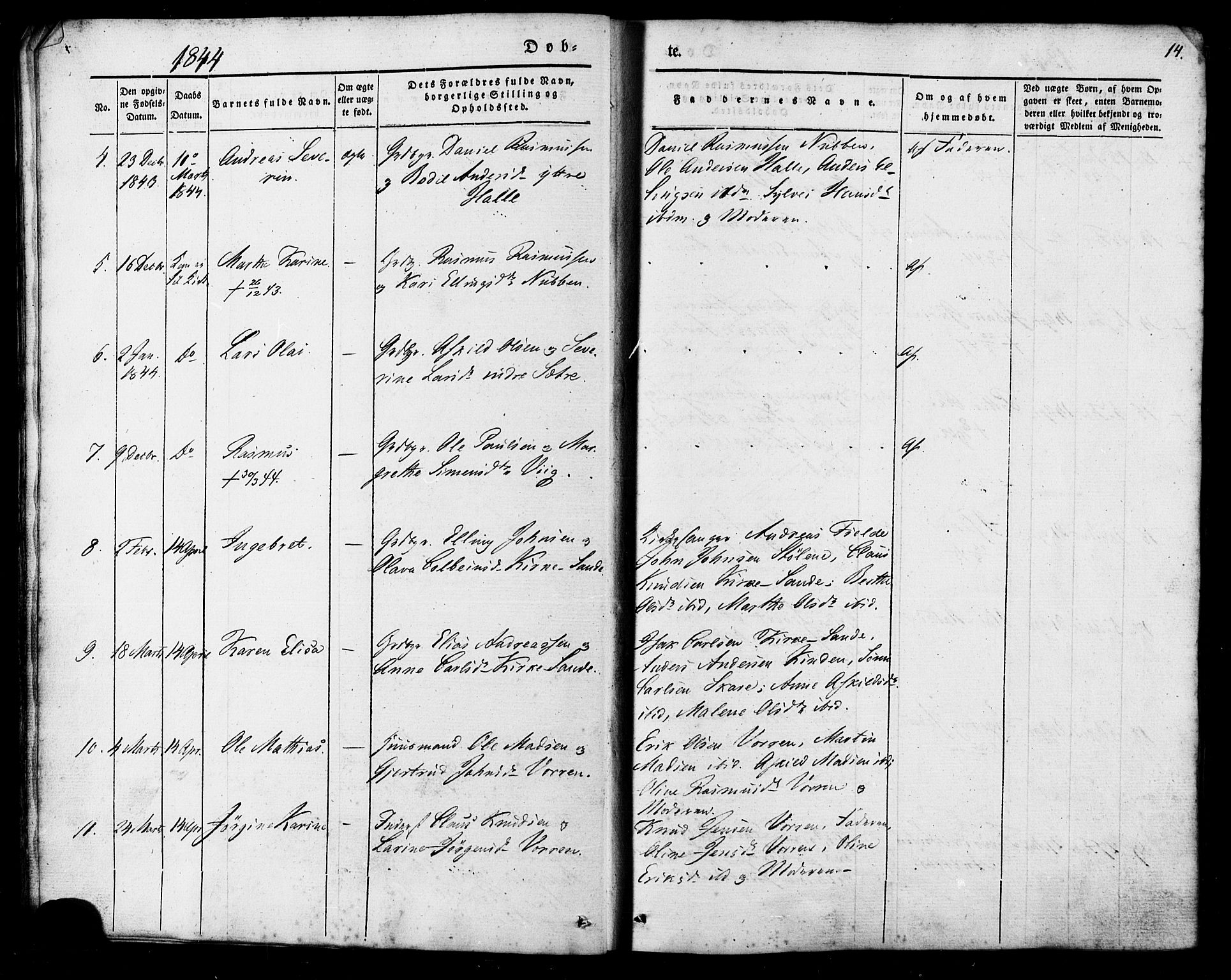 Ministerialprotokoller, klokkerbøker og fødselsregistre - Møre og Romsdal, AV/SAT-A-1454/503/L0034: Parish register (official) no. 503A02, 1841-1884, p. 14