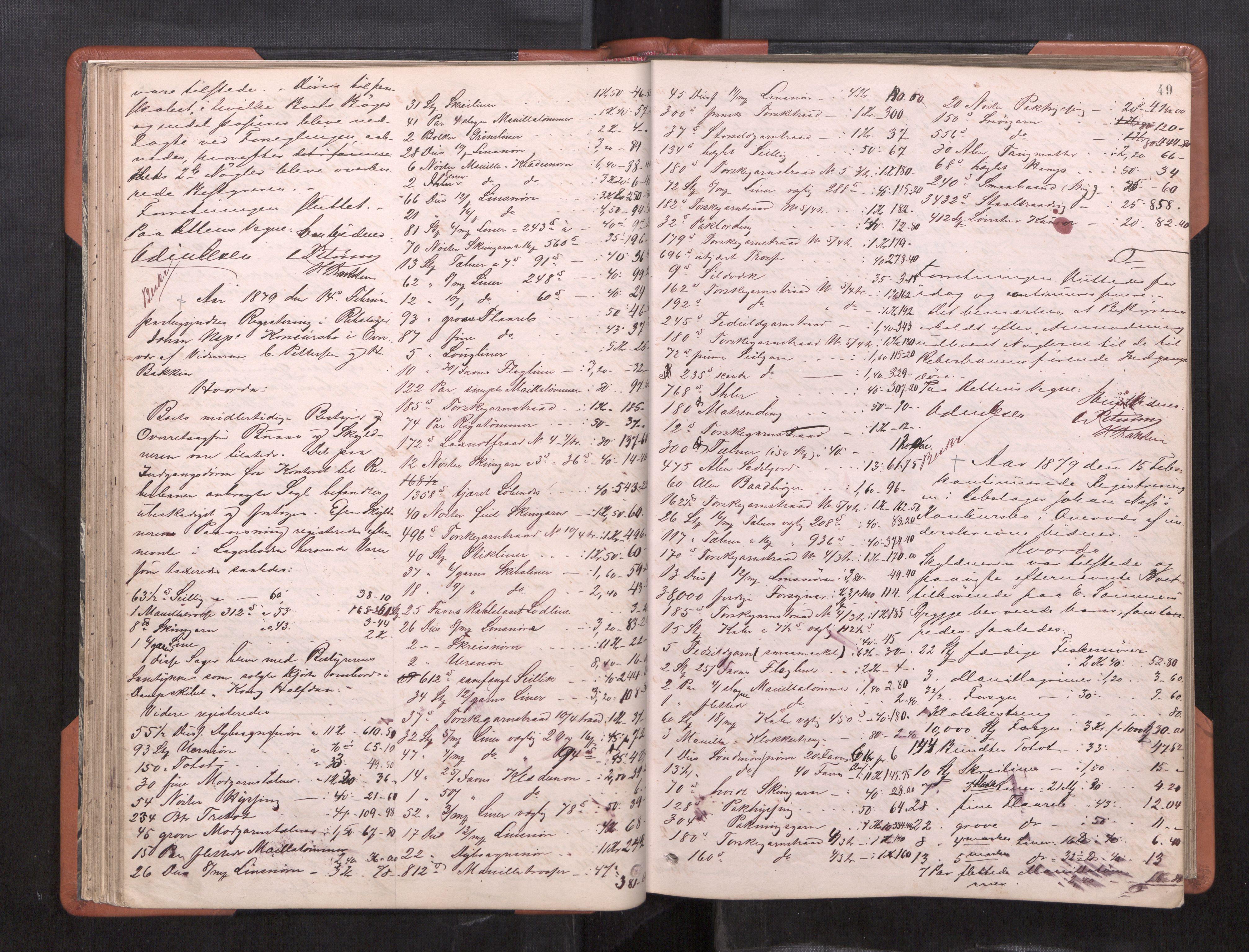 Trondheim byfogd, AV/SAT-A-0003/1/3/3C/L0009: Skifteregistreringsprotokoll (u/ register), 1878-1885, p. 49