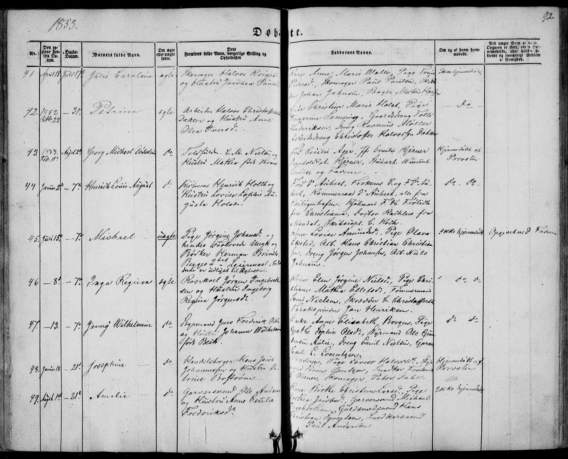 Tønsberg kirkebøker, AV/SAKO-A-330/F/Fa/L0007: Parish register (official) no. I 7, 1845-1854, p. 92
