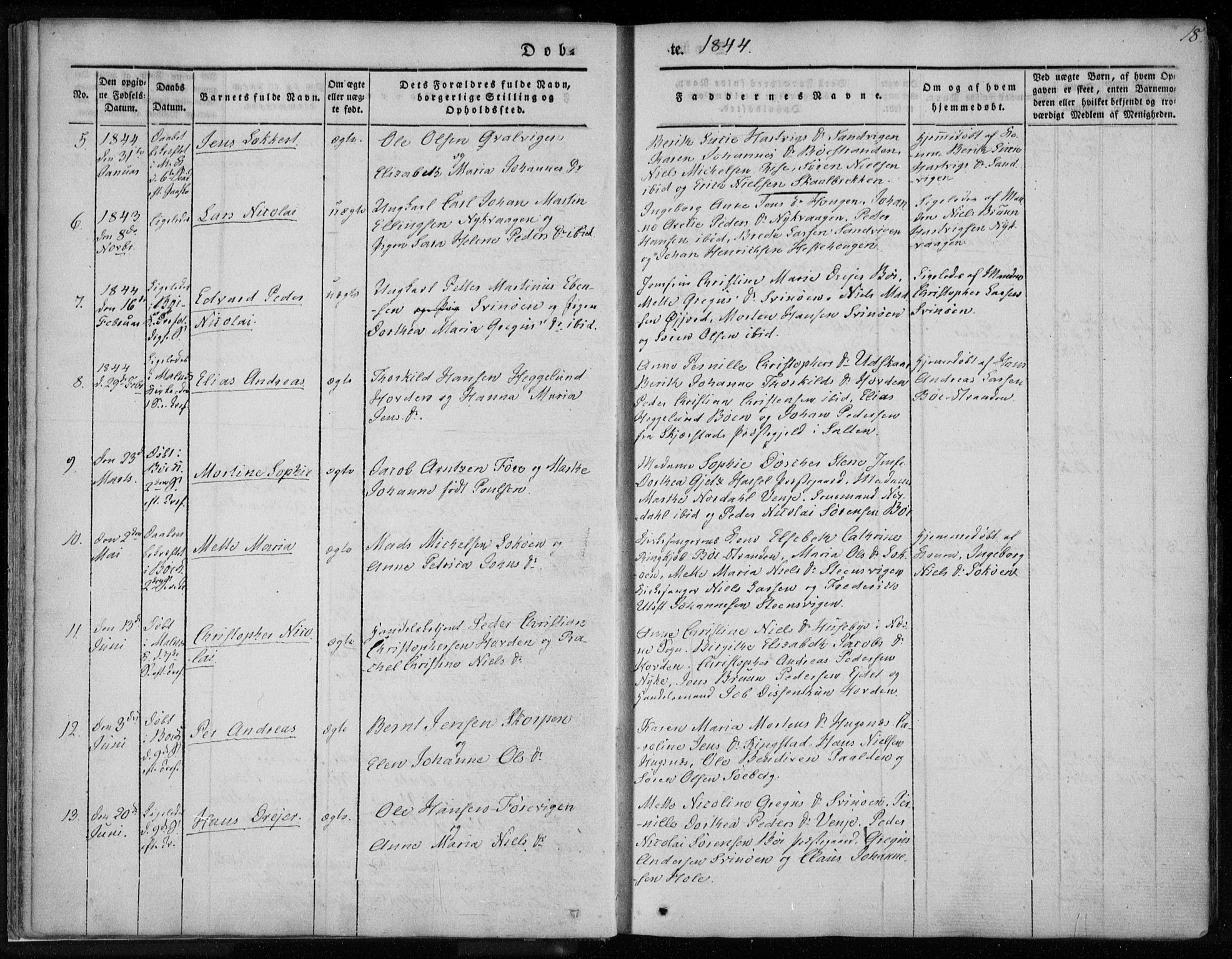 Ministerialprotokoller, klokkerbøker og fødselsregistre - Nordland, AV/SAT-A-1459/891/L1299: Parish register (official) no. 891A04, 1841-1856, p. 18