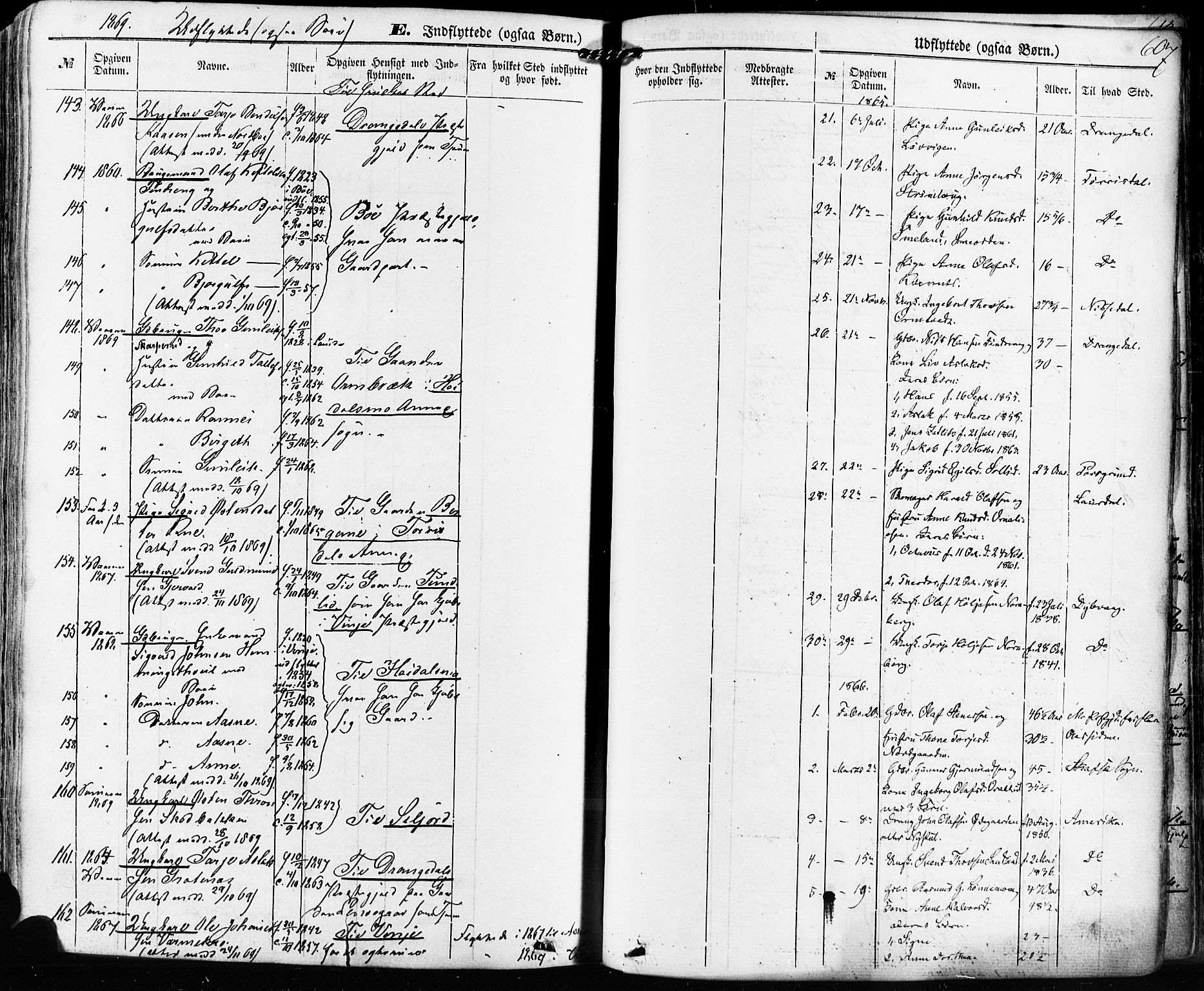 Kviteseid kirkebøker, AV/SAKO-A-276/F/Fa/L0007: Parish register (official) no. I 7, 1859-1881, p. 607