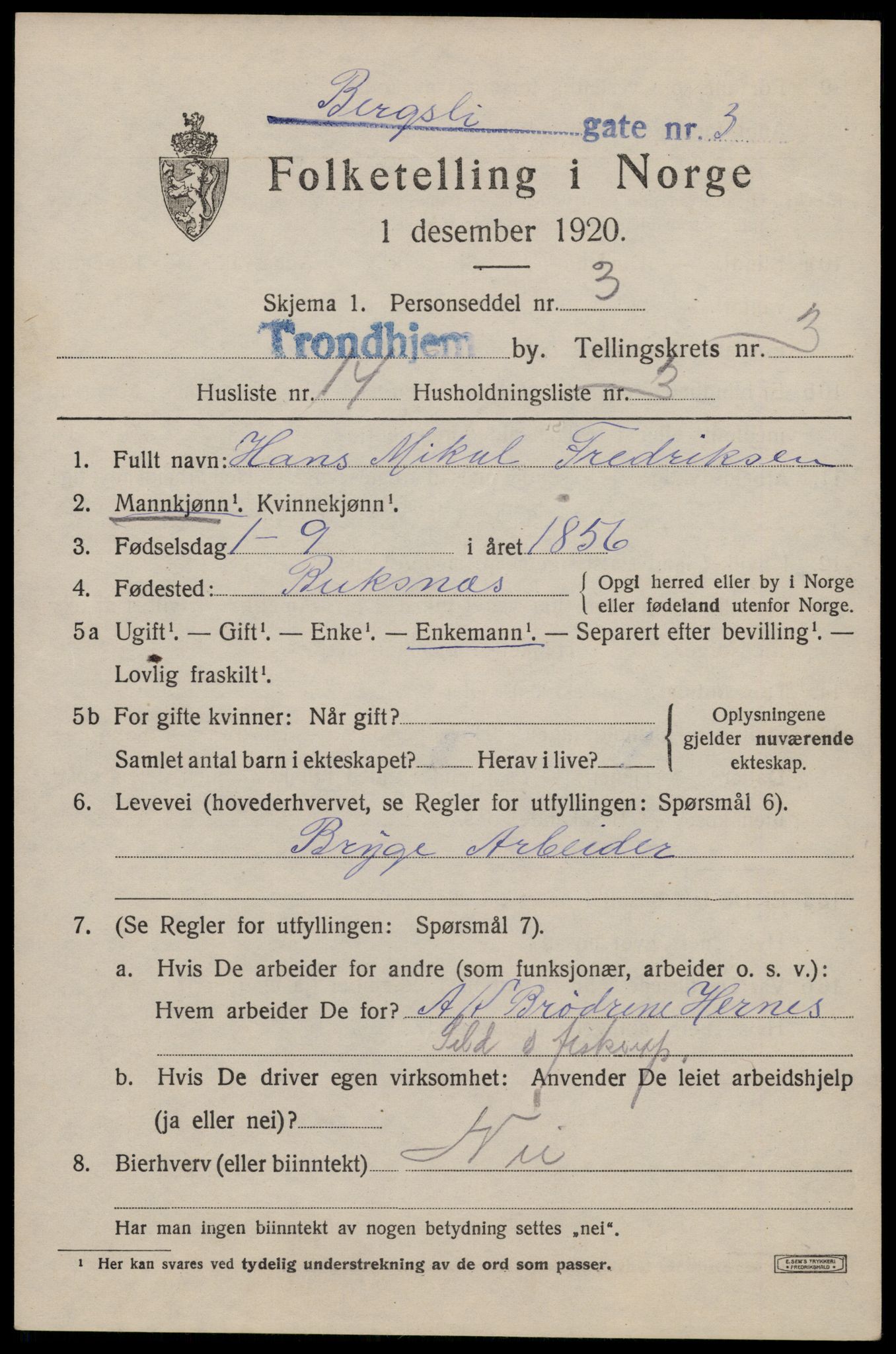 SAT, 1920 census for Trondheim, 1920, p. 35862